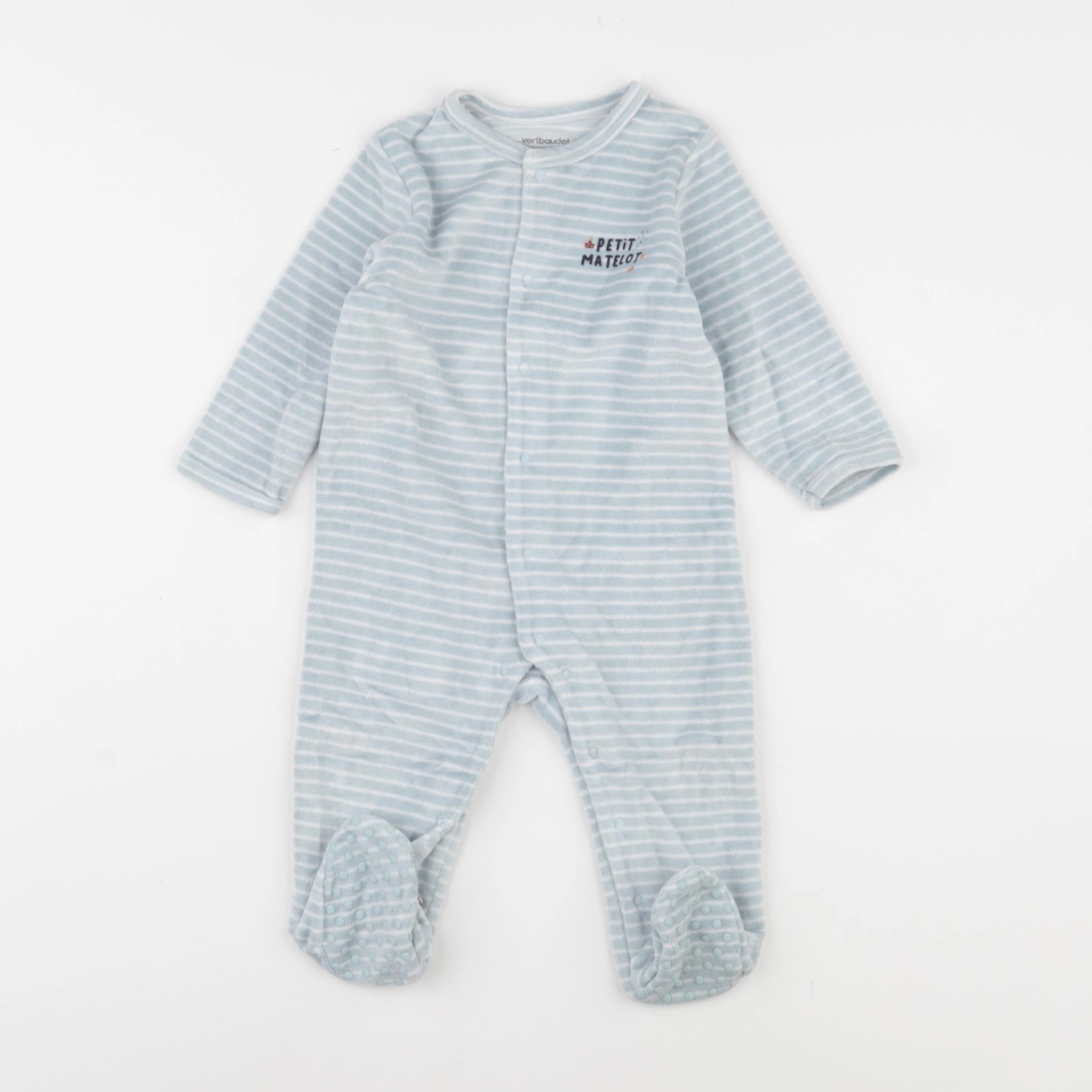 Vertbaudet - pyjama velours bleu, blanc - 12 mois