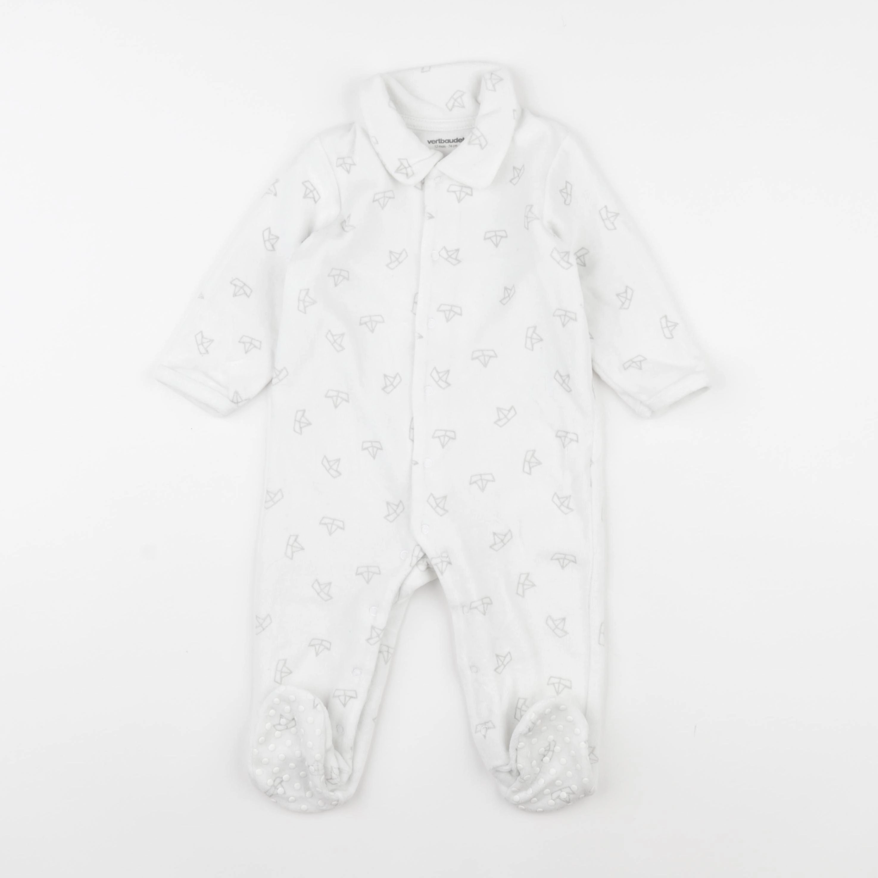 Vertbaudet - pyjama velours blanc - 12 mois