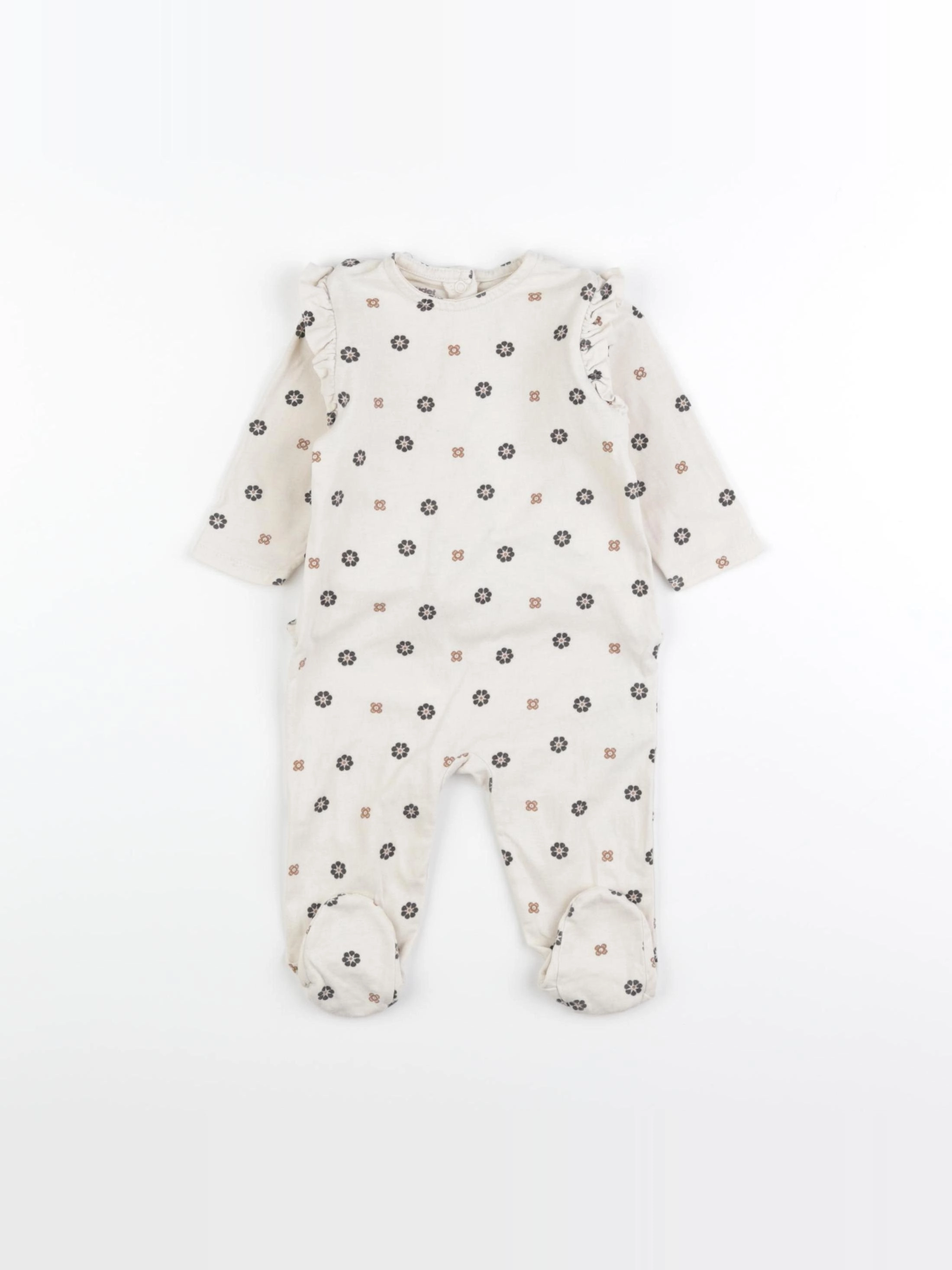 Vertbaudet - pyjama coton beige - 3 mois