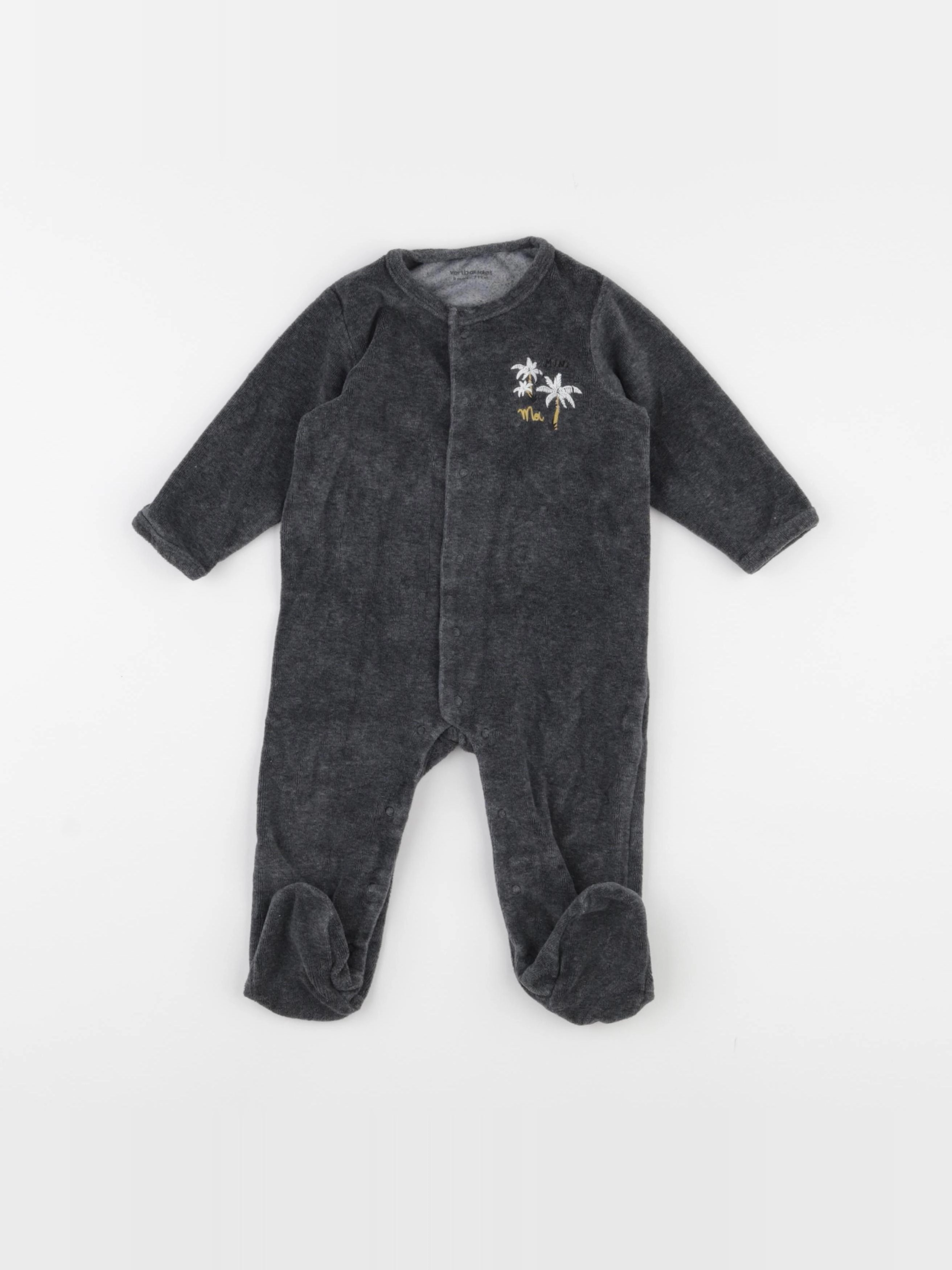 Vertbaudet - pyjama velours noir - 9 mois