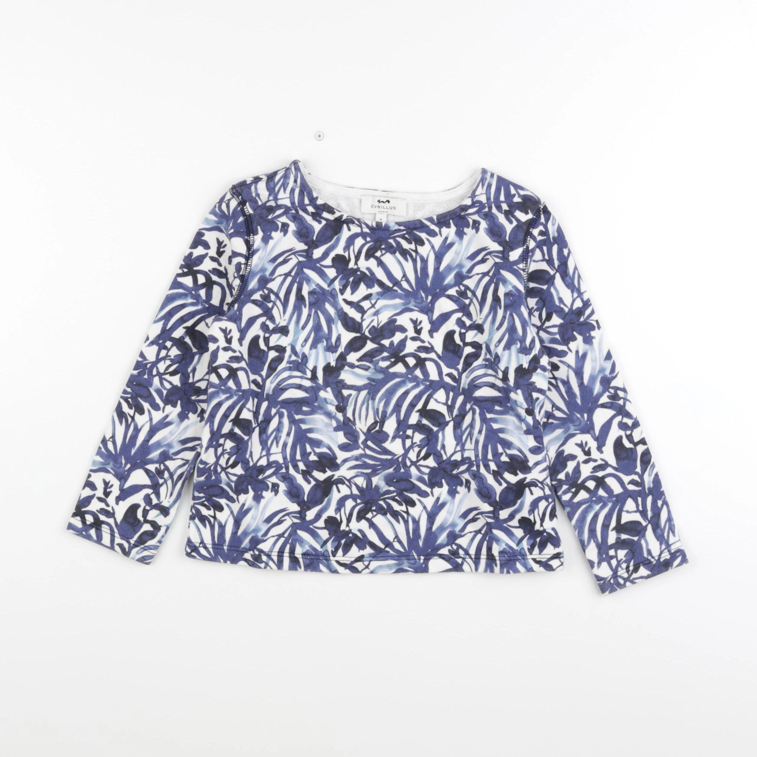 Cyrillus - tee-shirt blanc, bleu - 4 ans