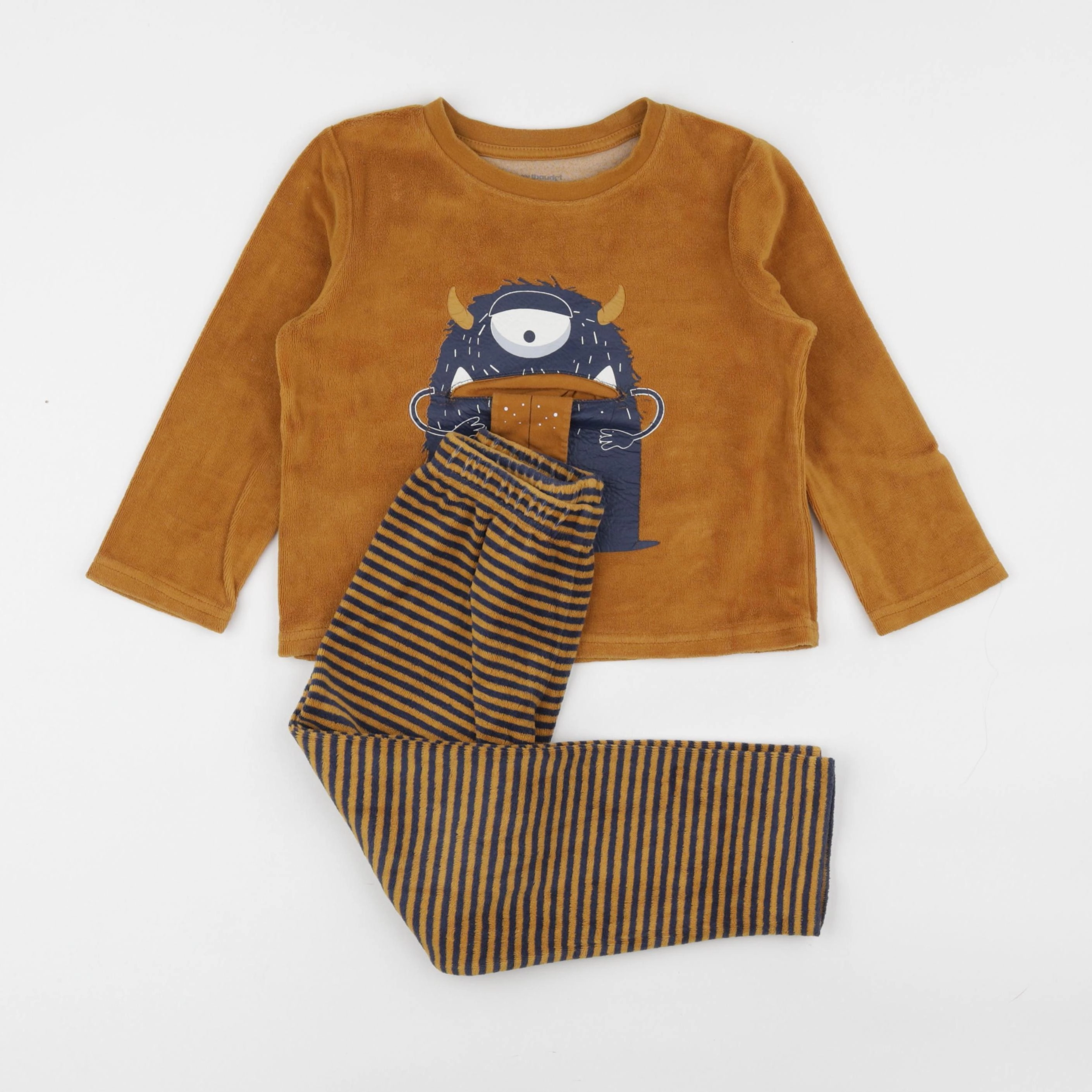 Vertbaudet - pyjama velours jaune - 4 ans