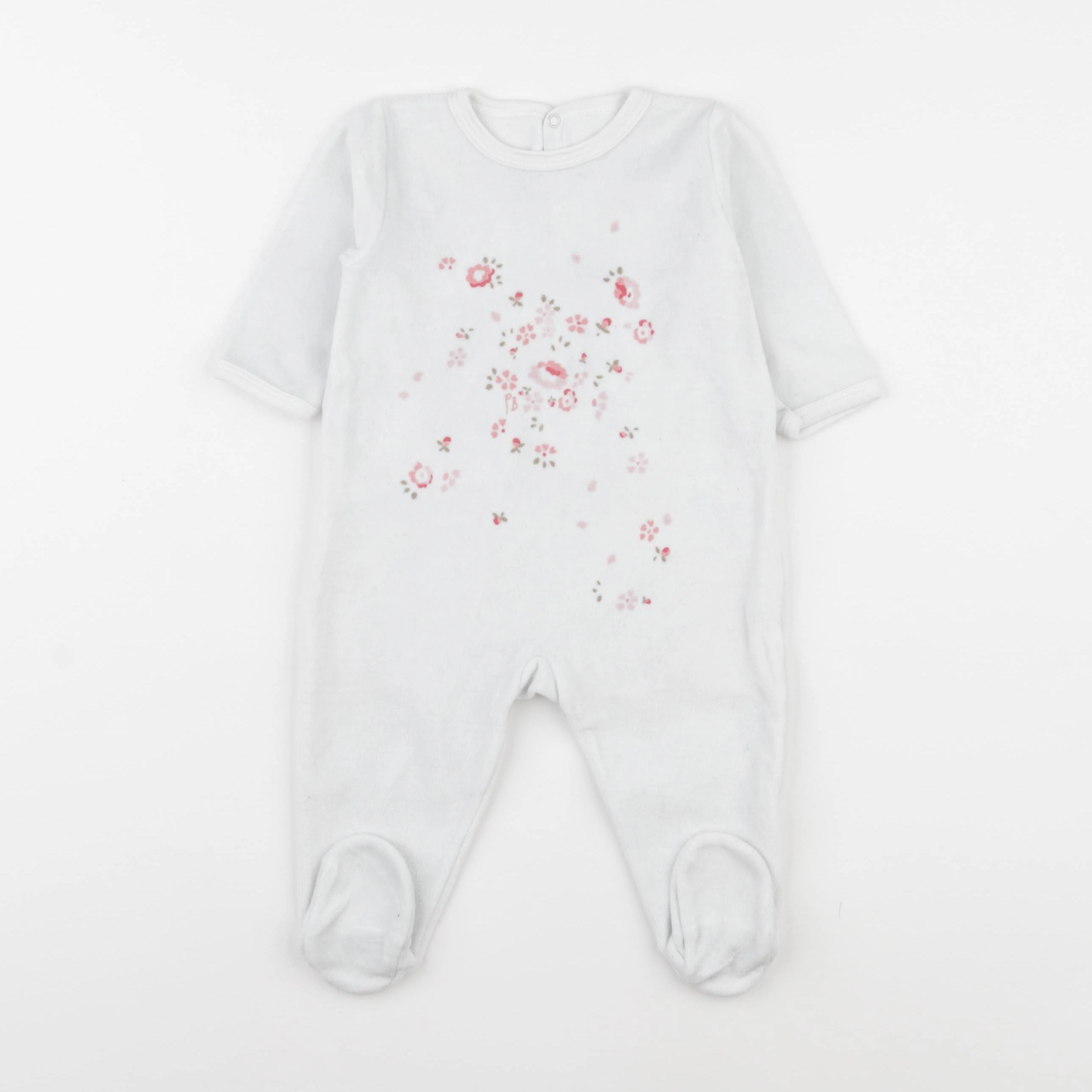 Petit Bateau - pyjama velours blanc - 6 mois