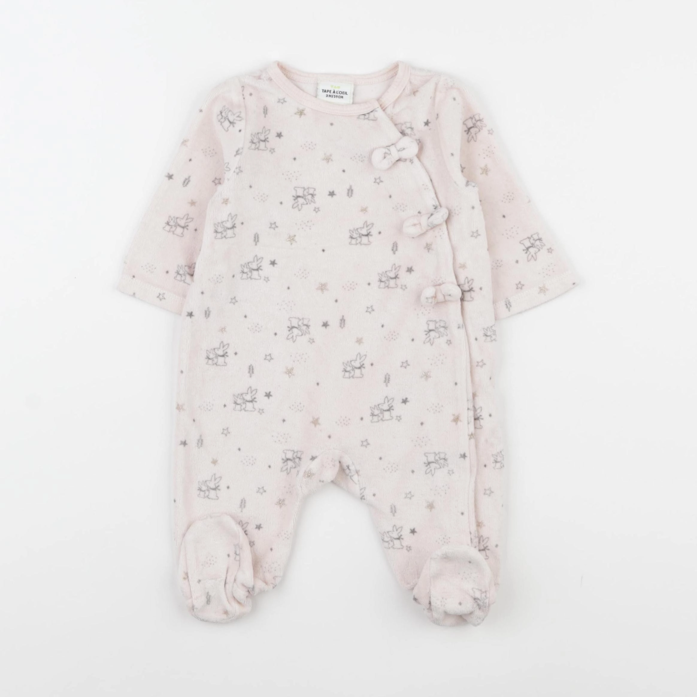 Tape à l'oeil - pyjama velours rose - 3 mois