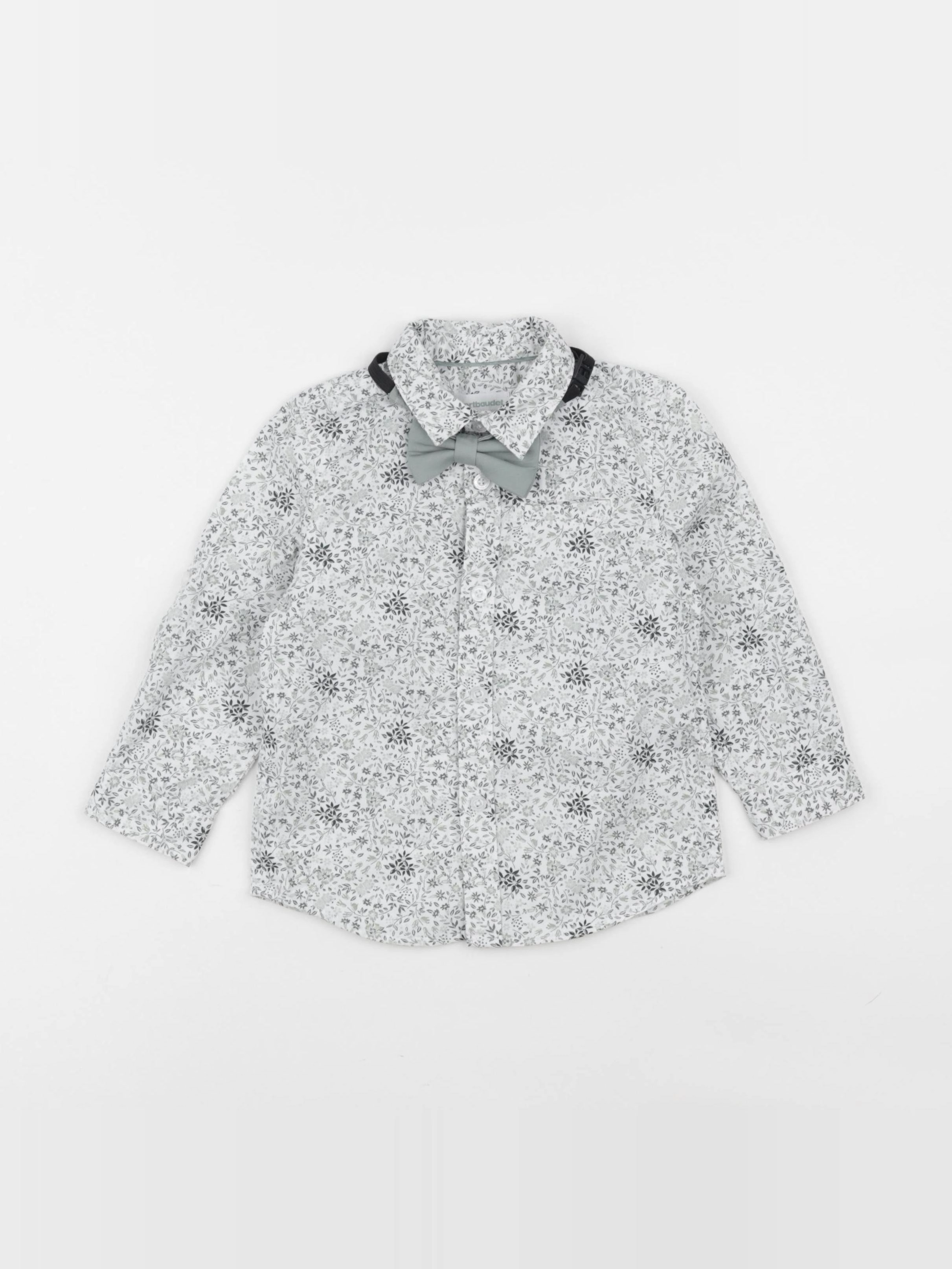 Vertbaudet - chemise vert, blanc - 2 ans