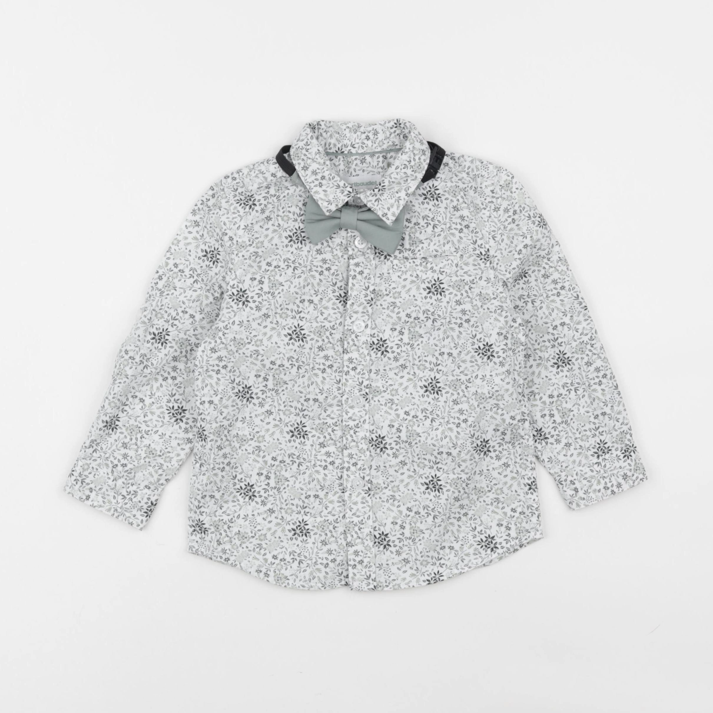 Vertbaudet - chemise vert, blanc - 2 ans