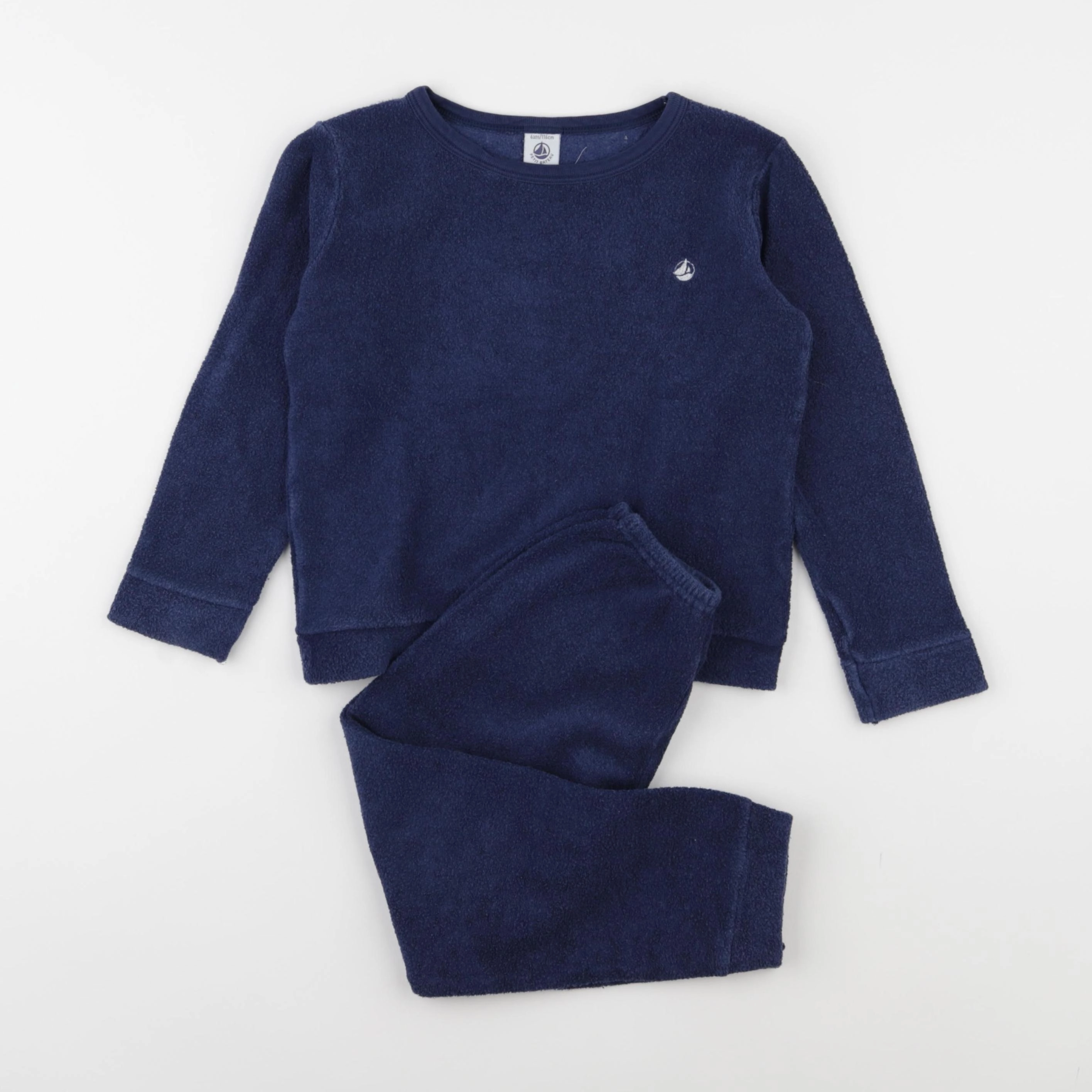Petit Bateau - pyjama velours bleu - 6 ans