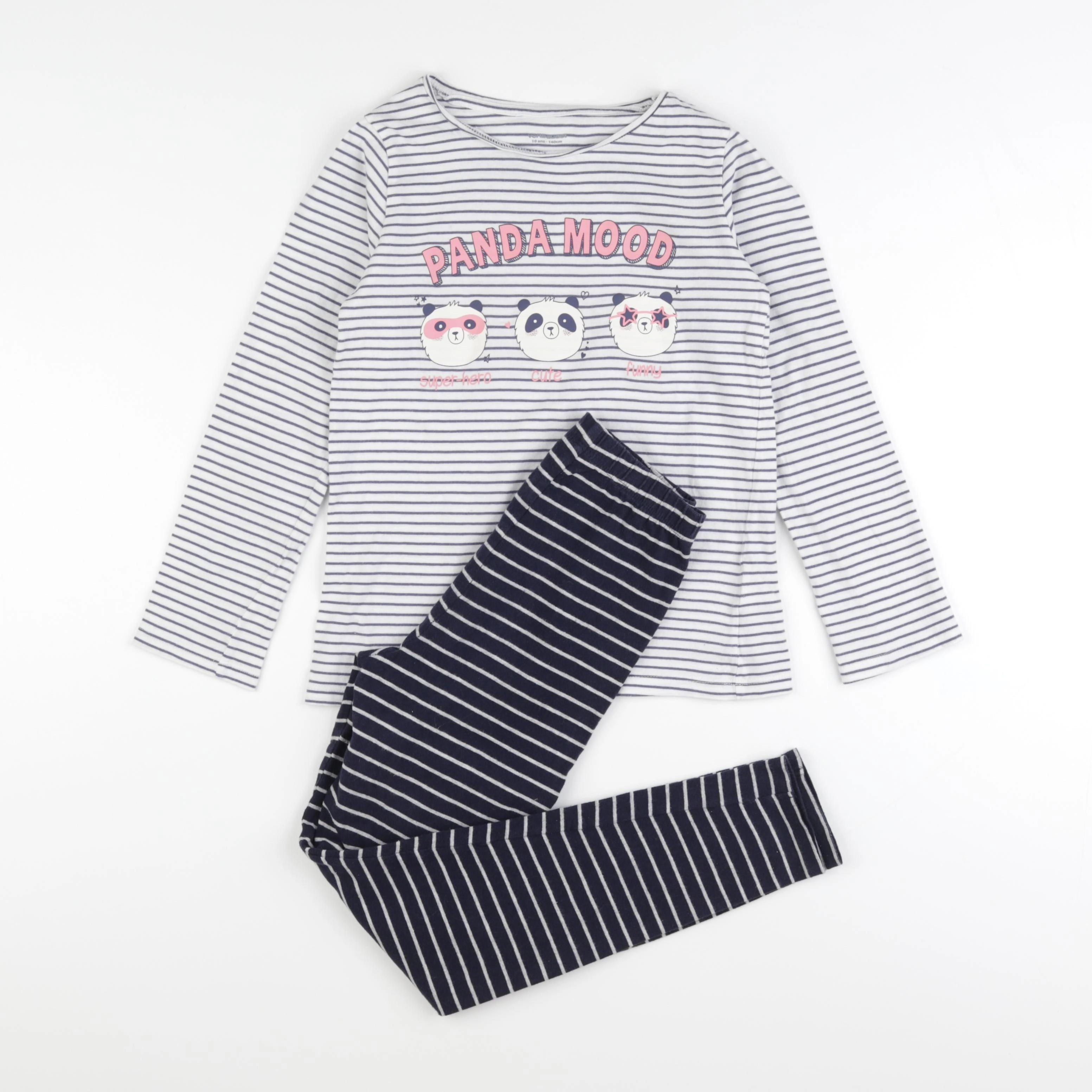 Vertbaudet - pyjama coton blanc, bleu - 10 ans