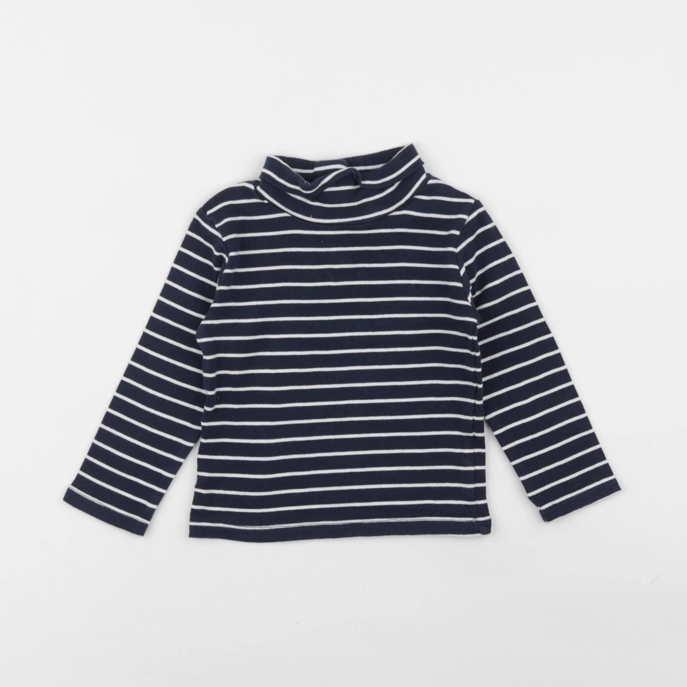 Vertbaudet - sous-pull bleu, blanc - 2 ans