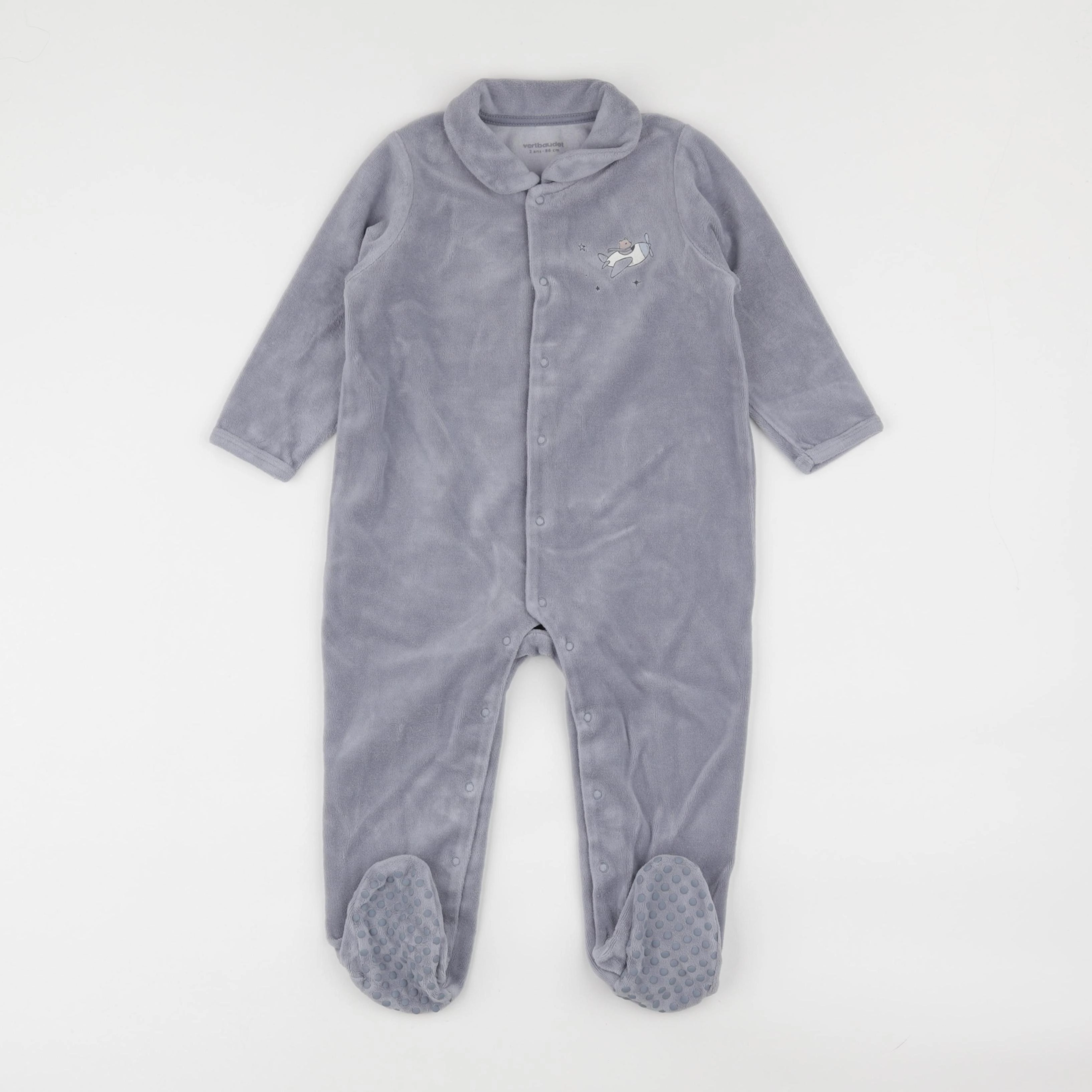 Vertbaudet - pyjama velours gris - 2 ans