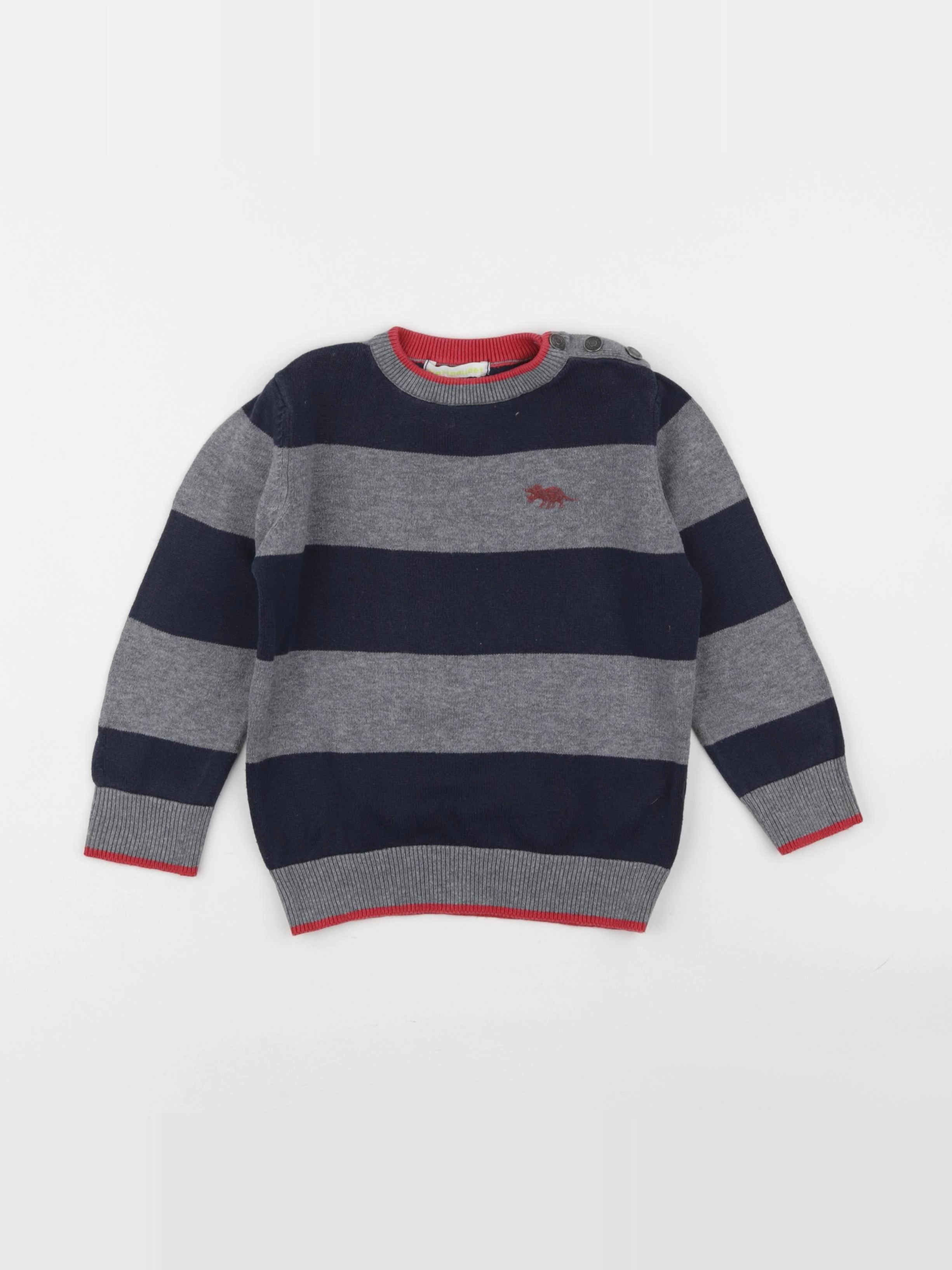 Vertbaudet - pull gris, bleu - 4 ans