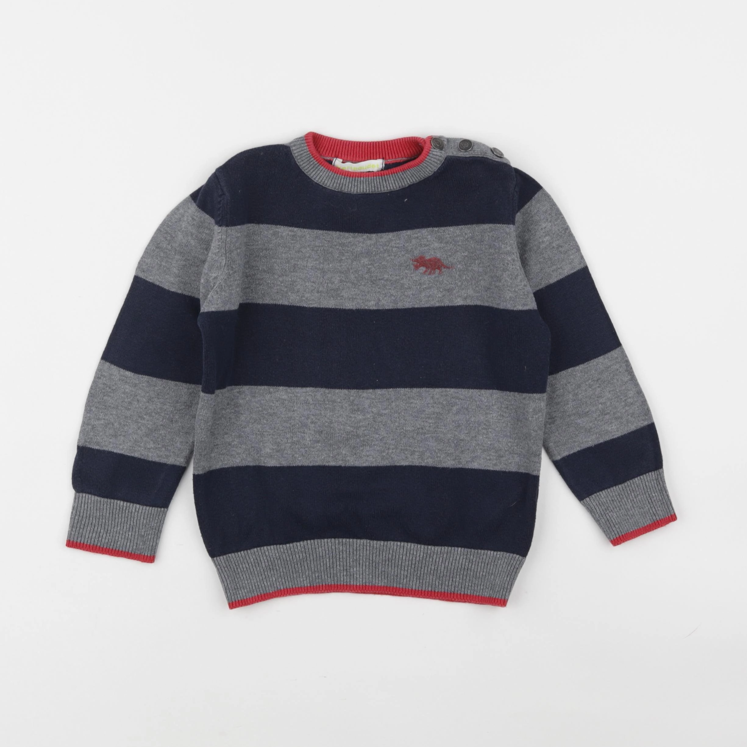 Vertbaudet - pull gris, bleu - 4 ans