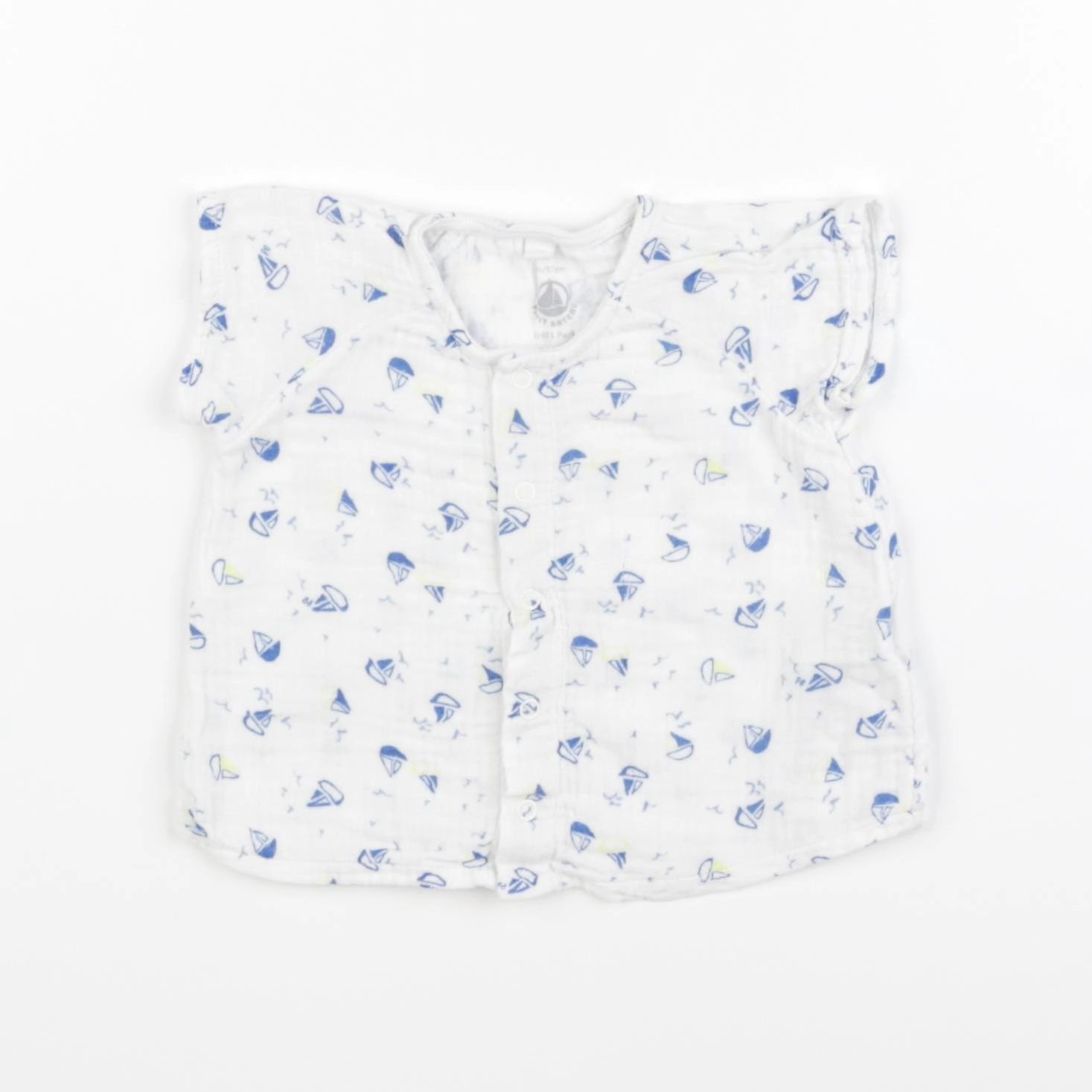 Petit Bateau - chemise bleu - 6 mois