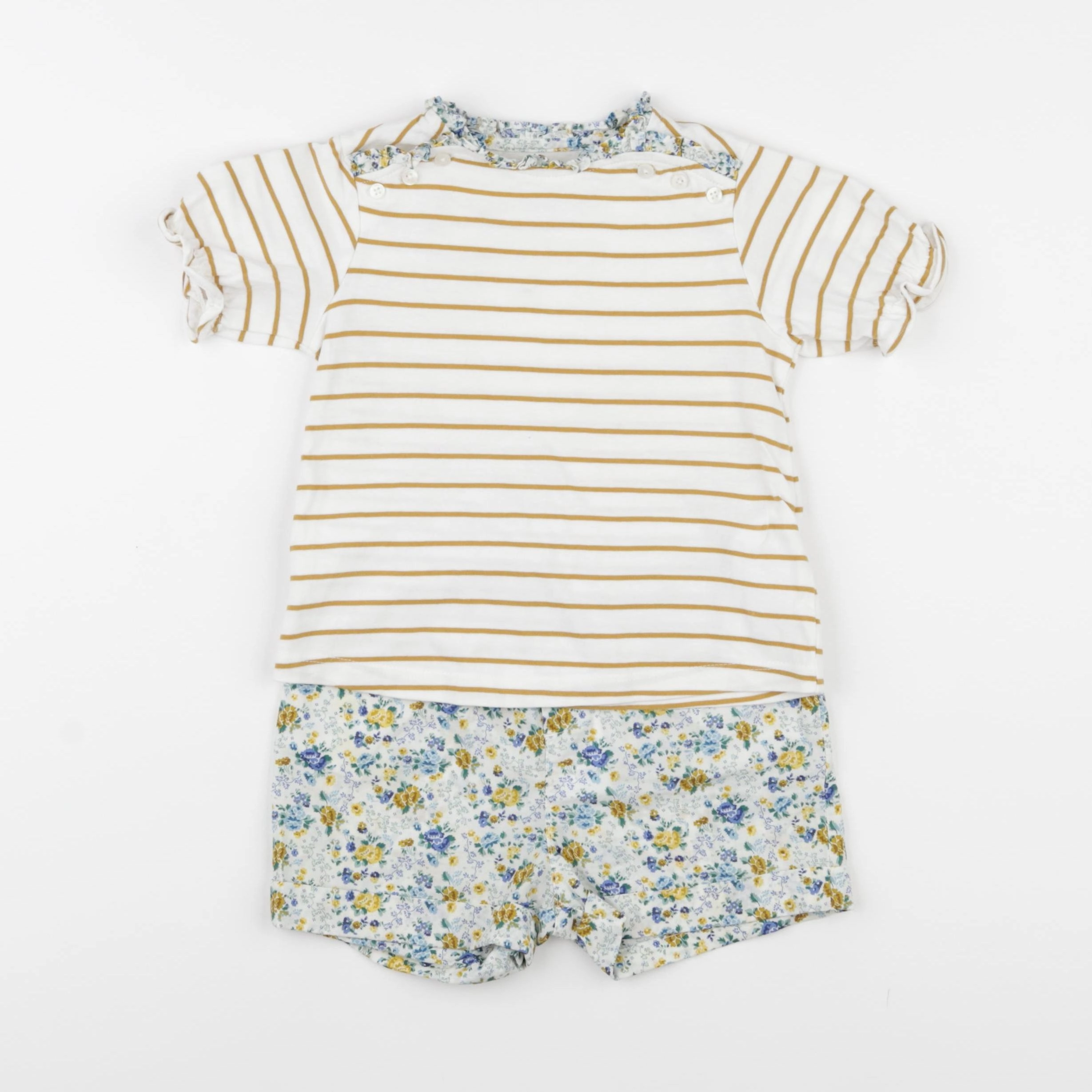 Cyrillus - ensemble bleu, marron - 24 mois