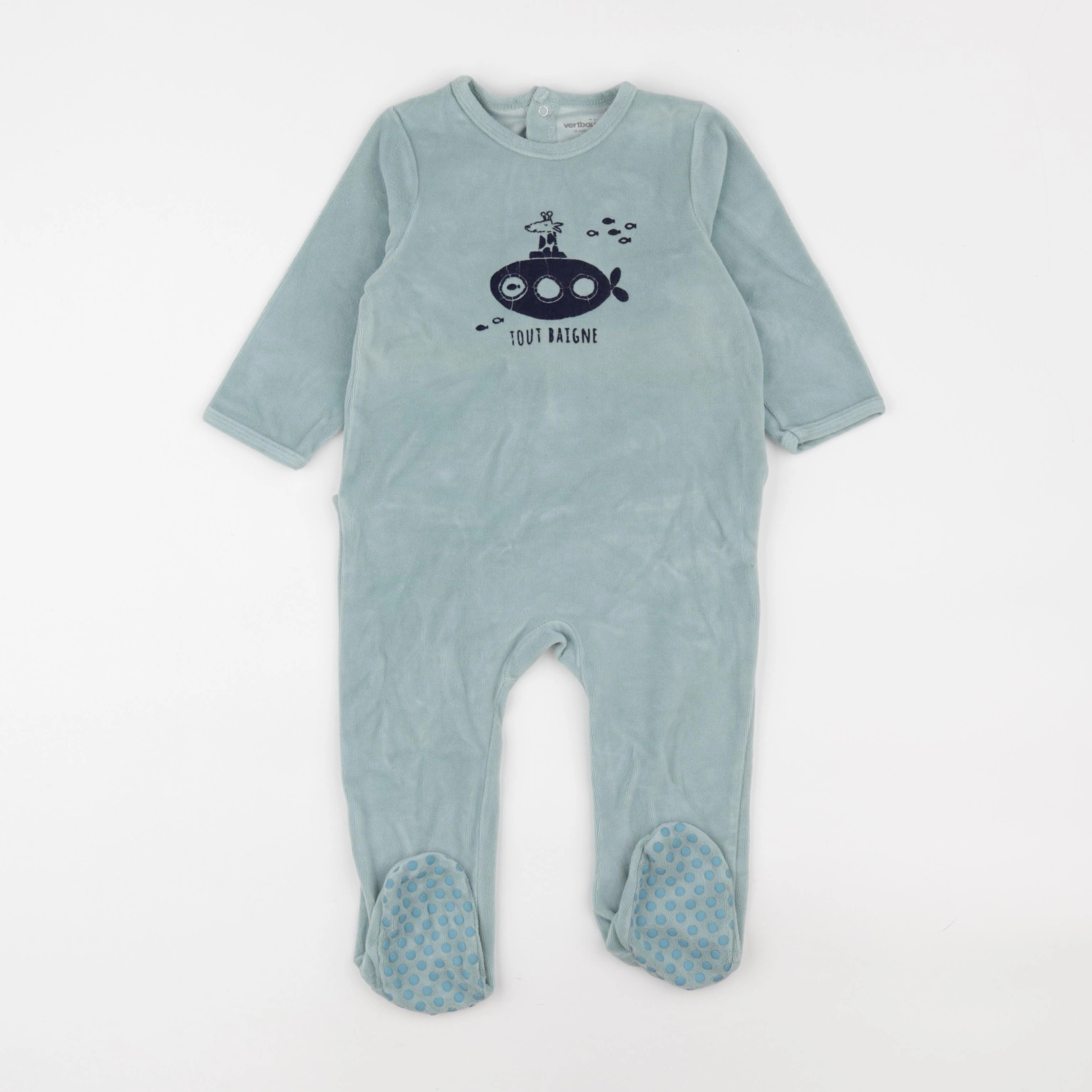 Vertbaudet - pyjama velours bleu - 18 mois