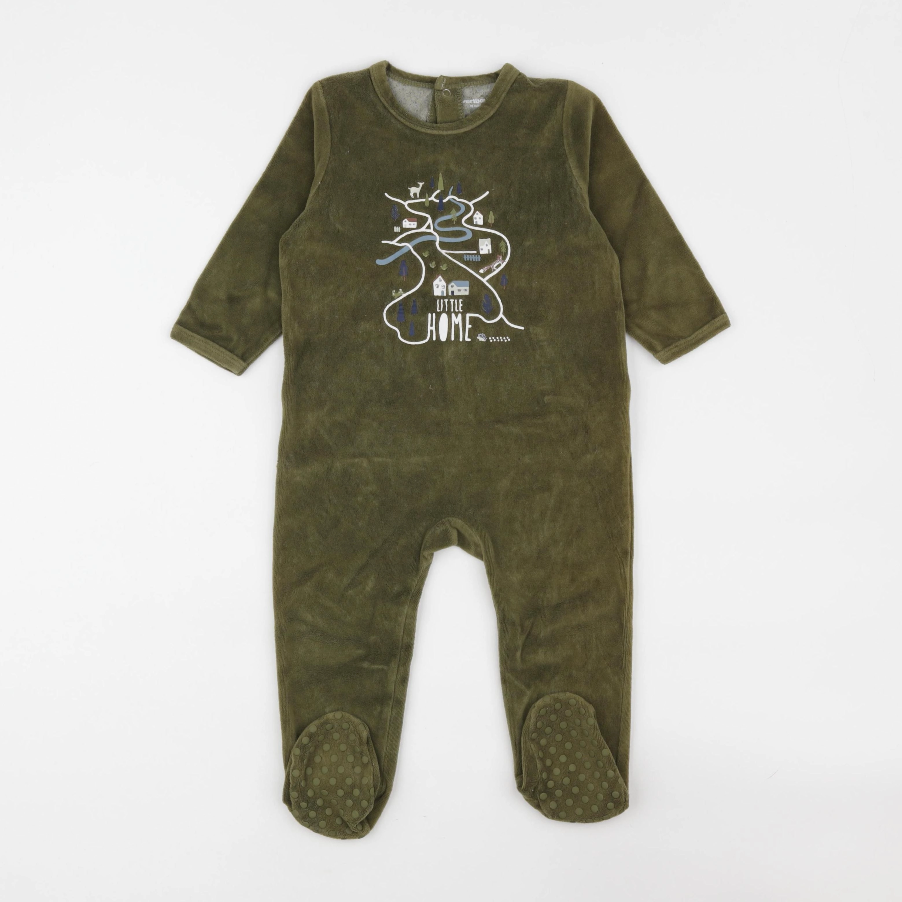 Vertbaudet - pyjama velours vert - 18 mois