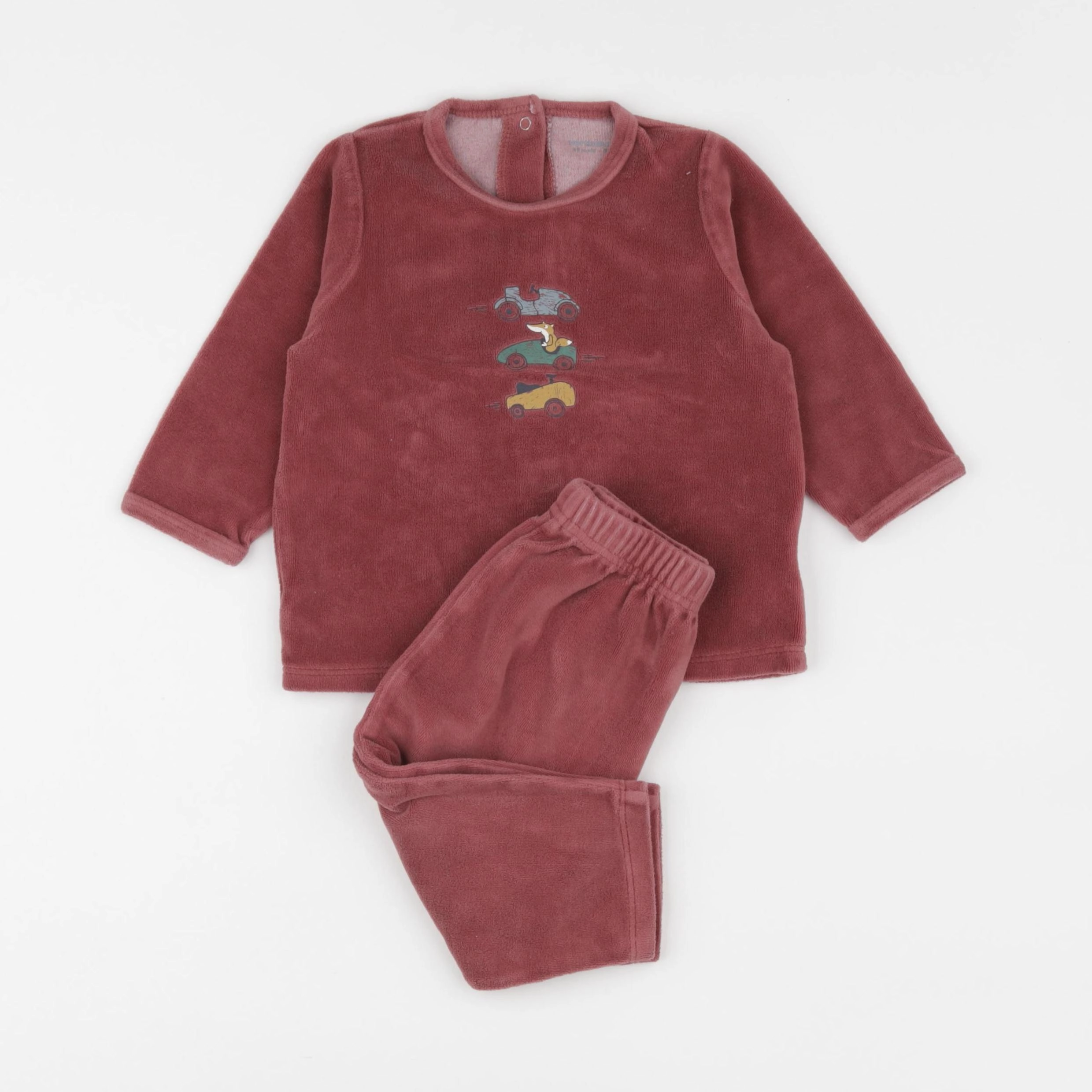 Vertbaudet - pyjama velours rouge - 18 mois