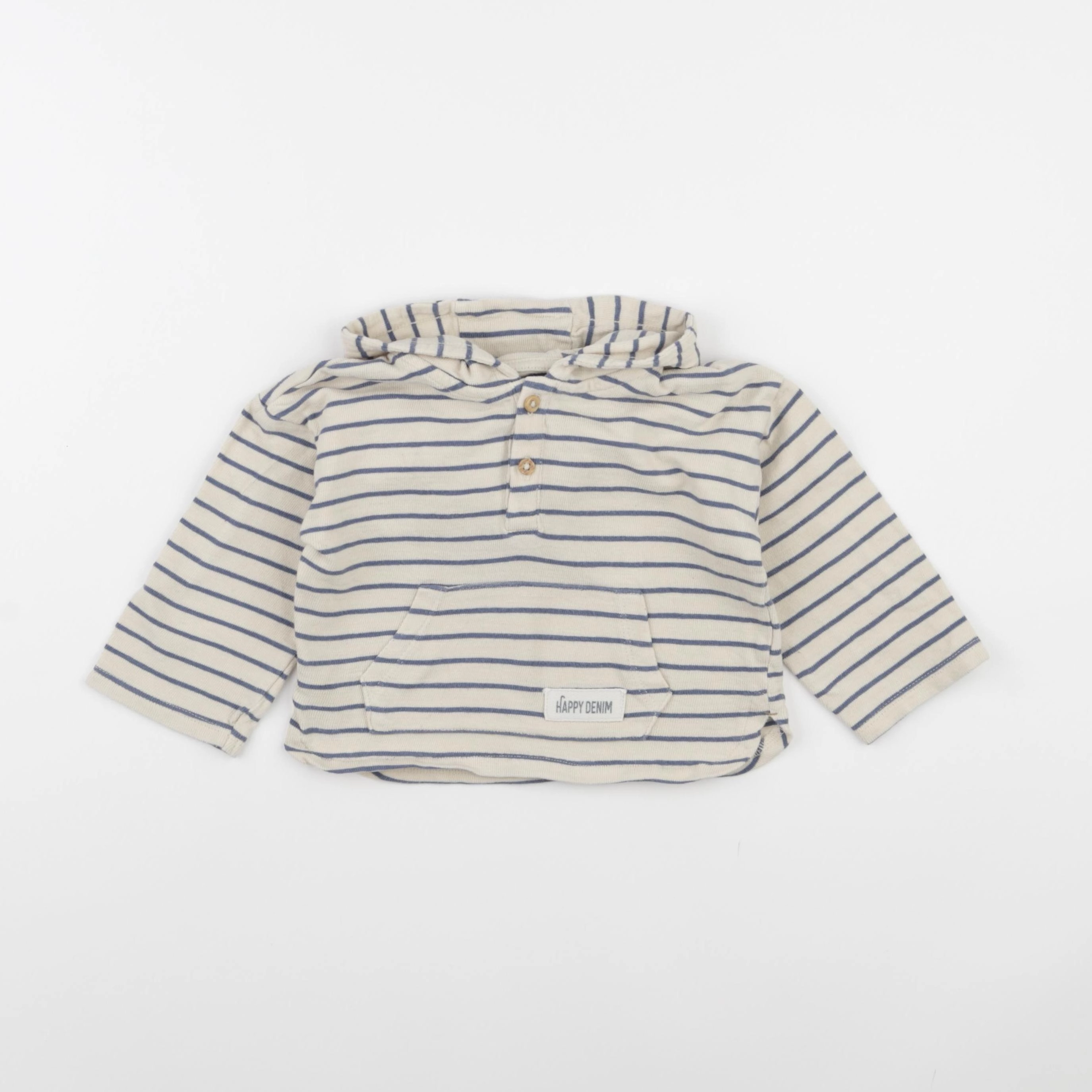 Vertbaudet - sweat beige, bleu - 18 mois