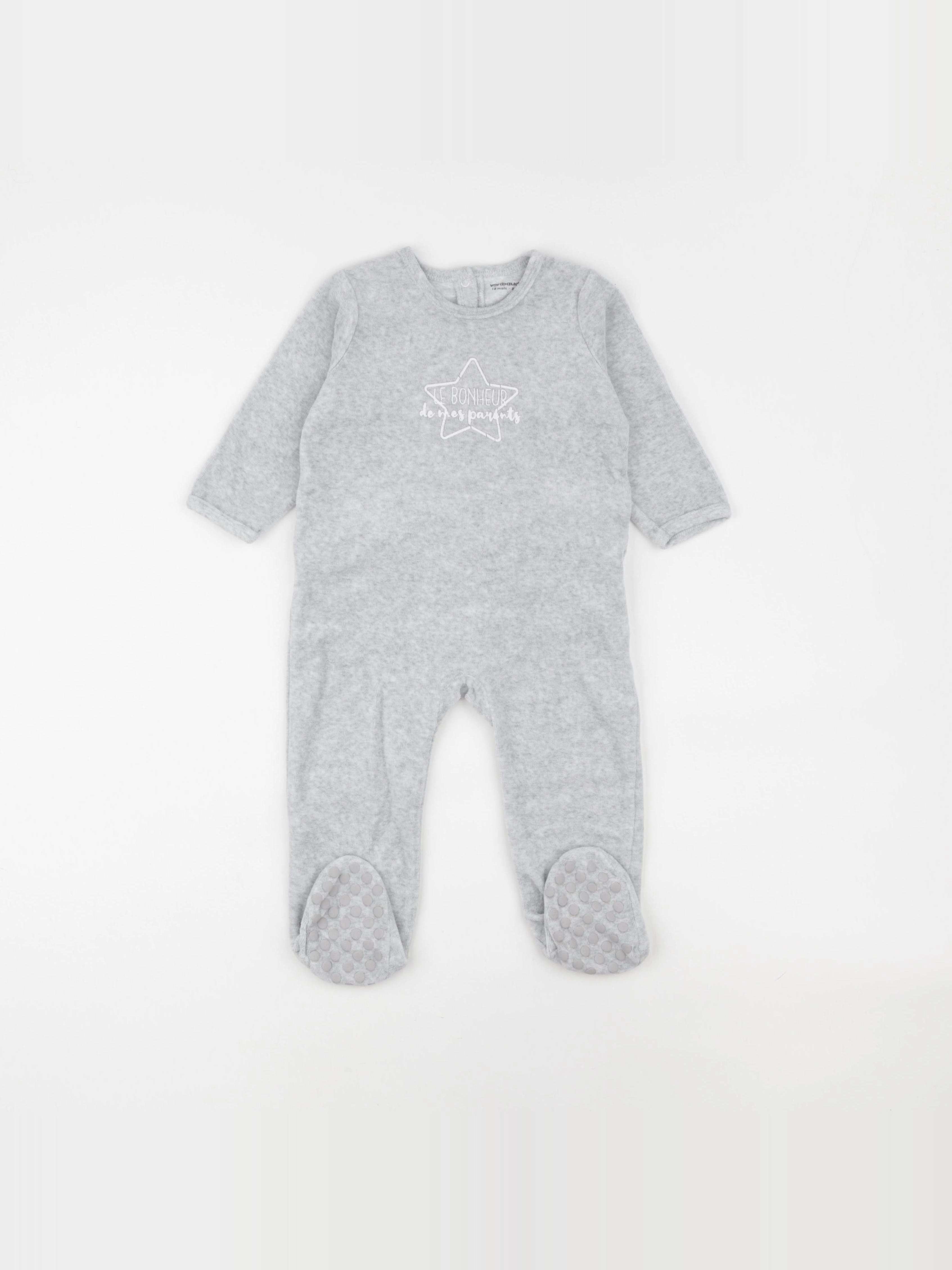 Vertbaudet - pyjama velours gris - 18 mois