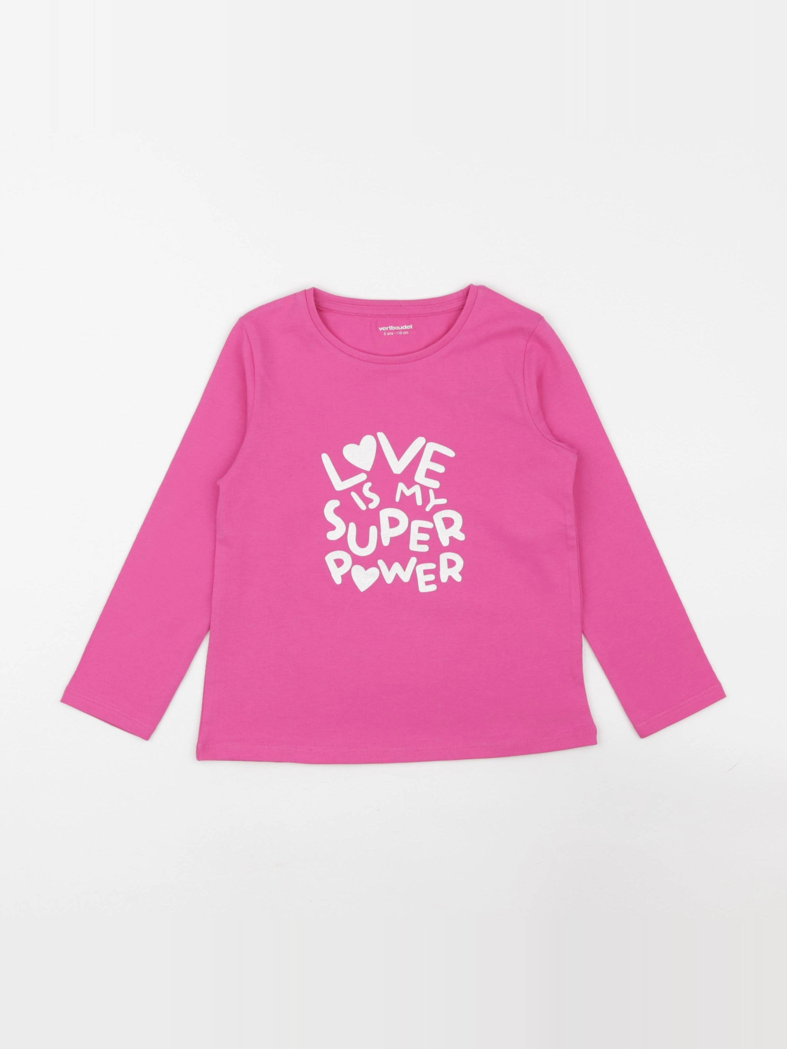 Vertbaudet - tee-shirt rose - 5 ans