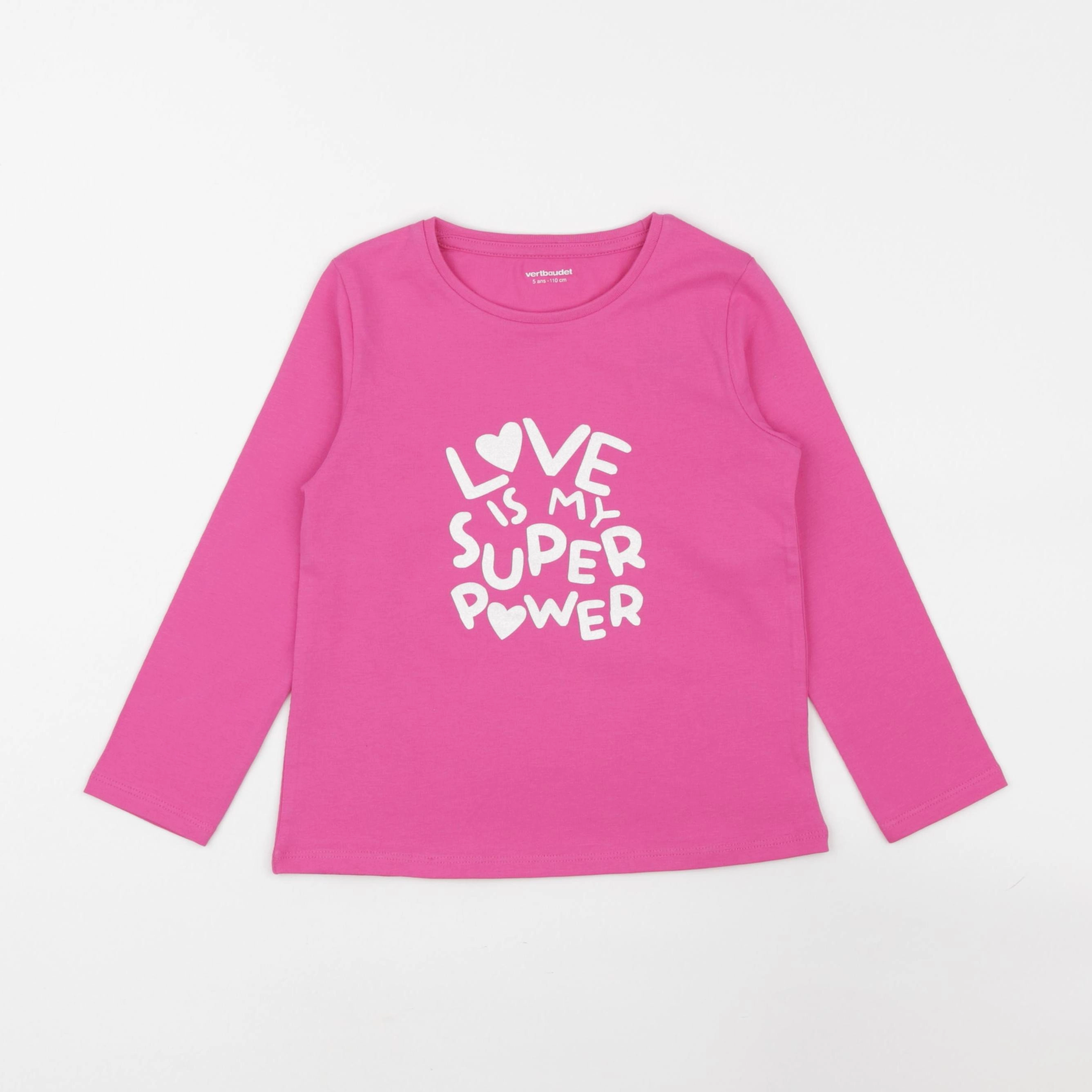 Vertbaudet - tee-shirt rose - 5 ans