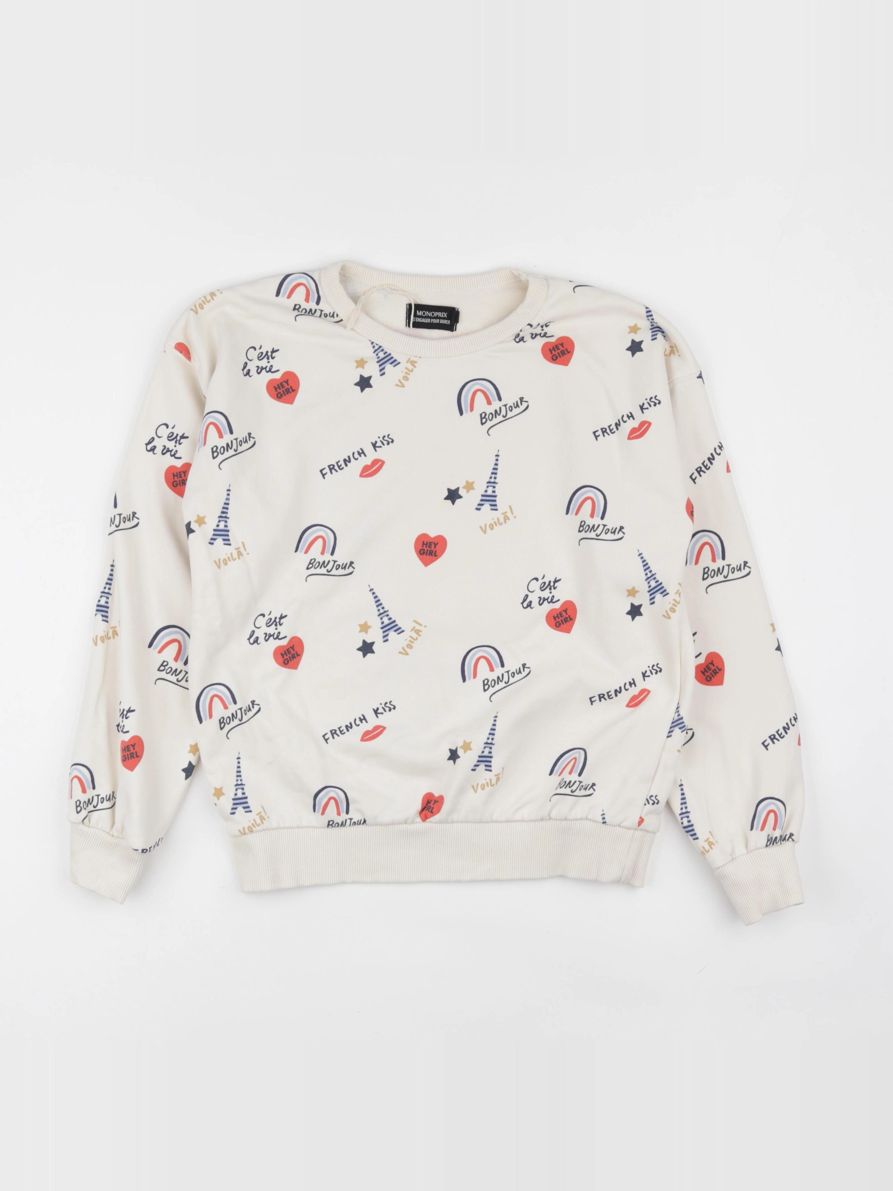 Monoprix - sweat beige - 14 ans