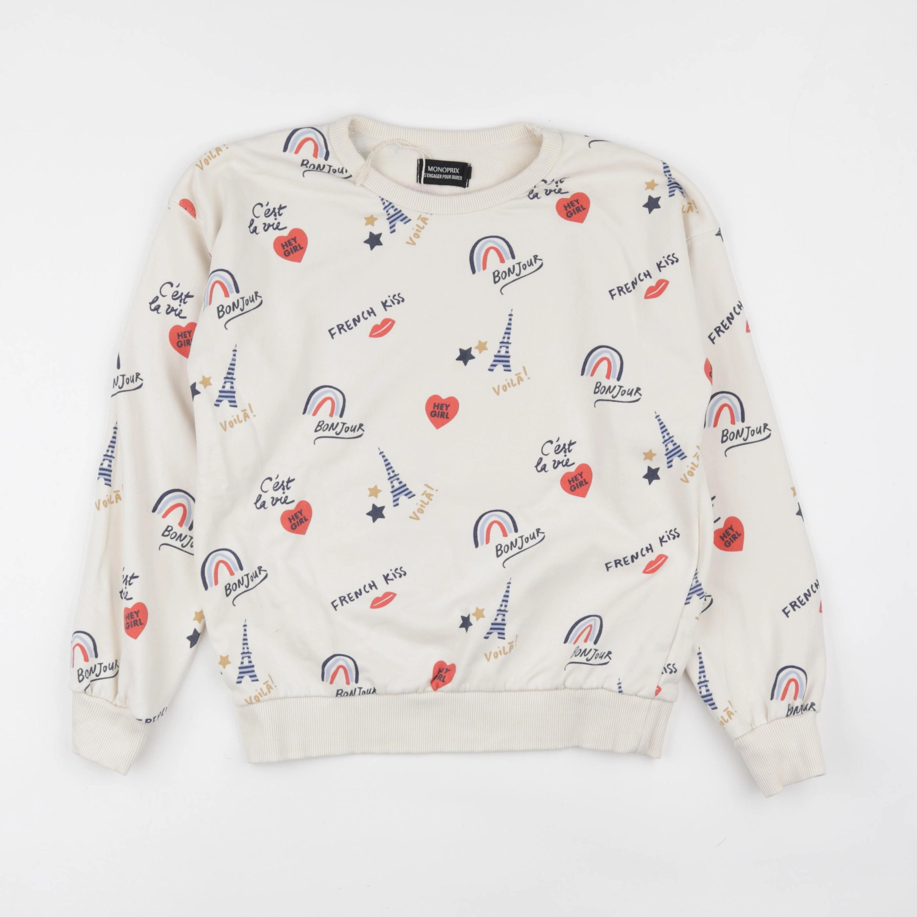 Monoprix - sweat beige - 14 ans