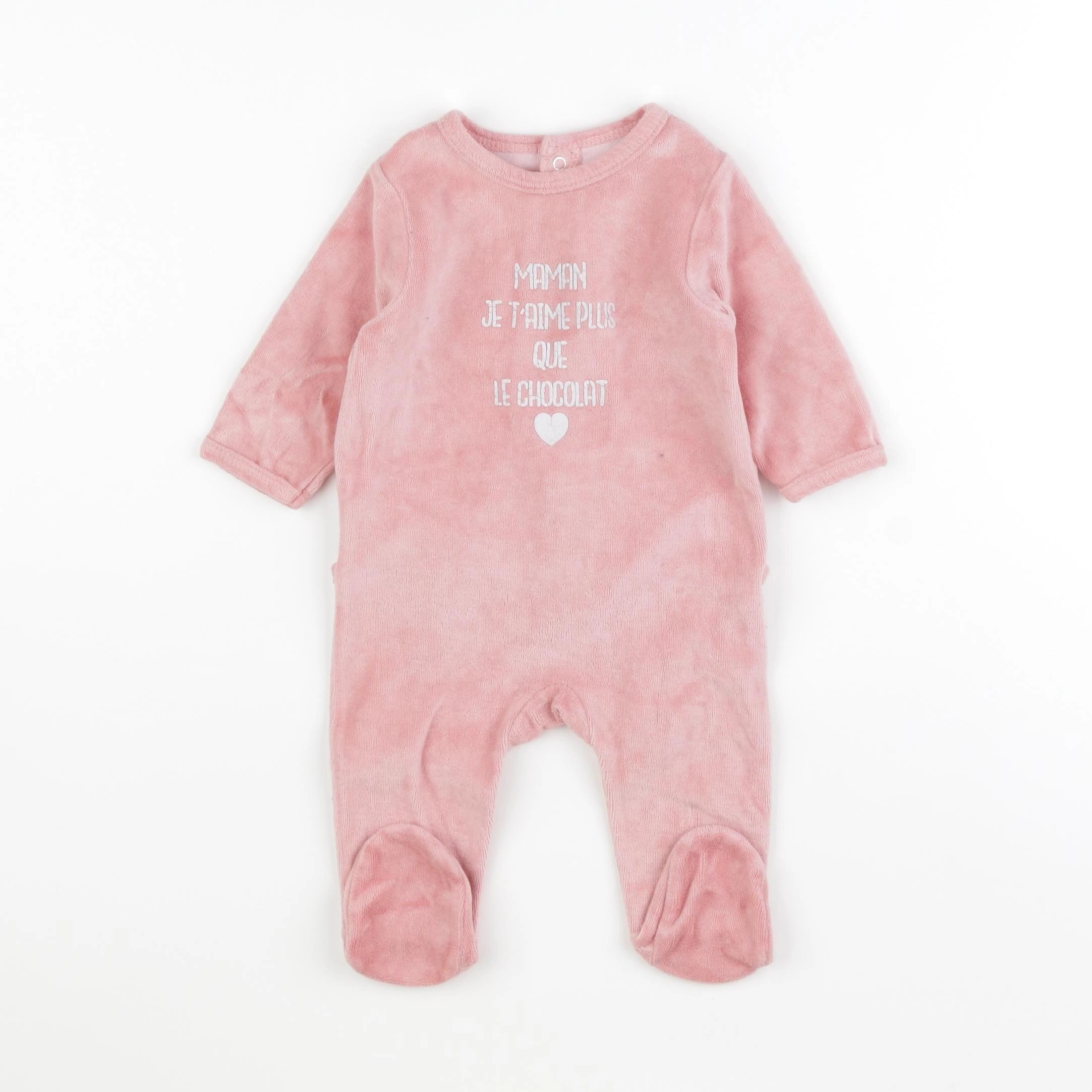 Vertbaudet - pyjama velours rose - 3 mois