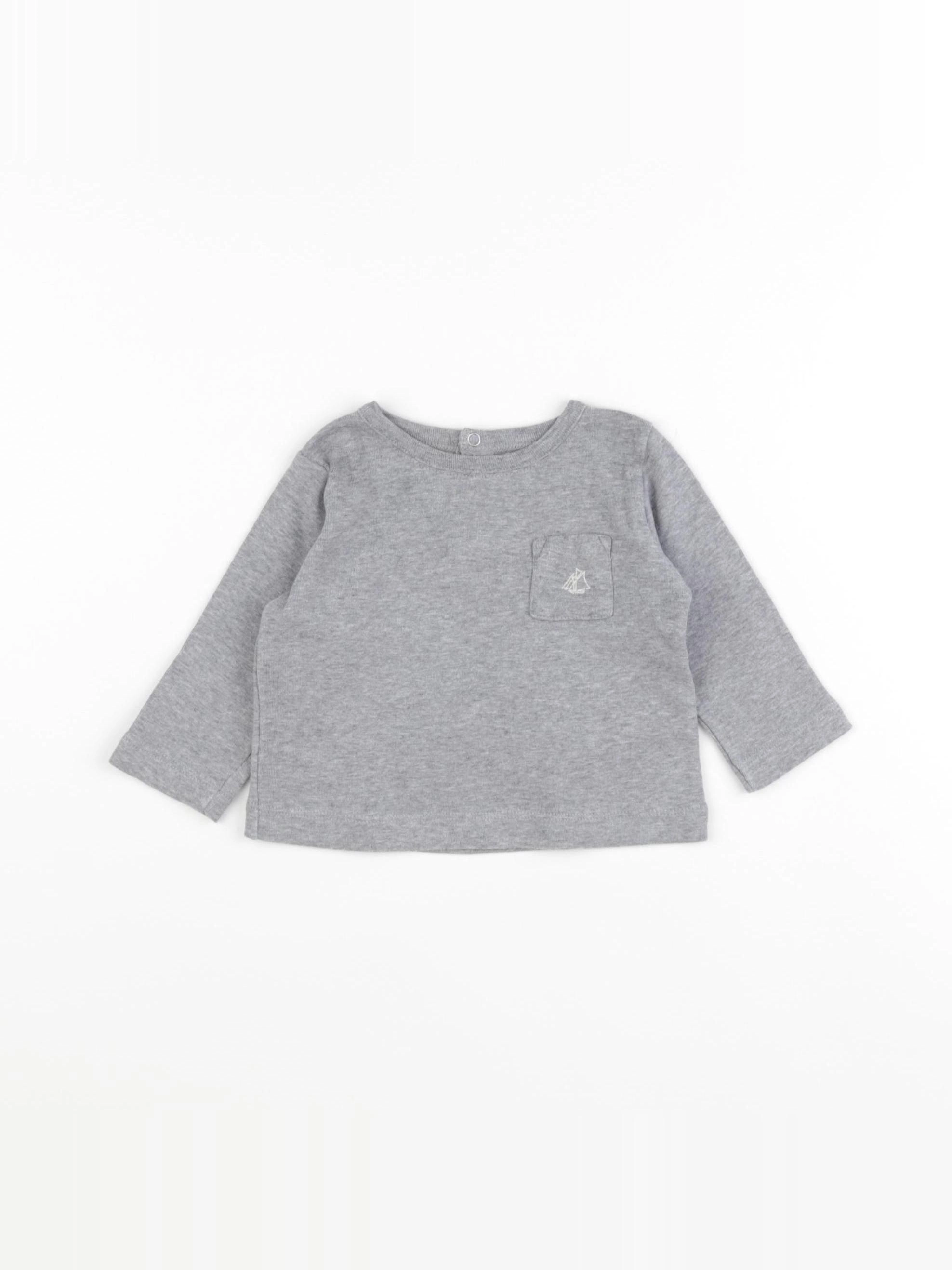 Petit Bateau - tee-shirt gris - 6 mois