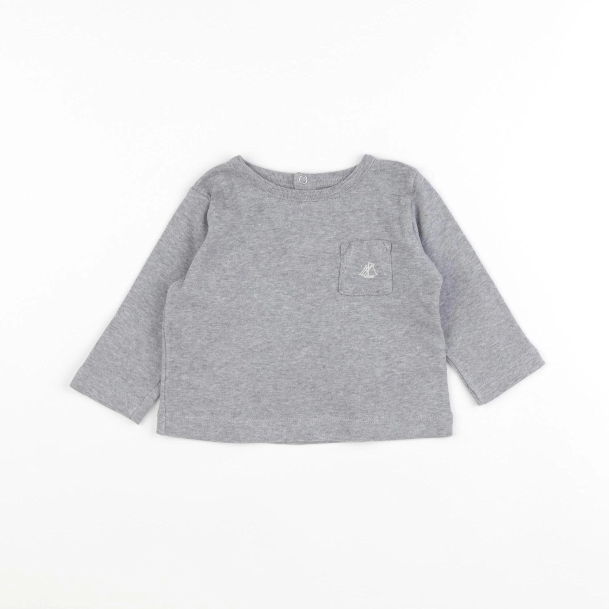 Petit Bateau - tee-shirt gris - 6 mois