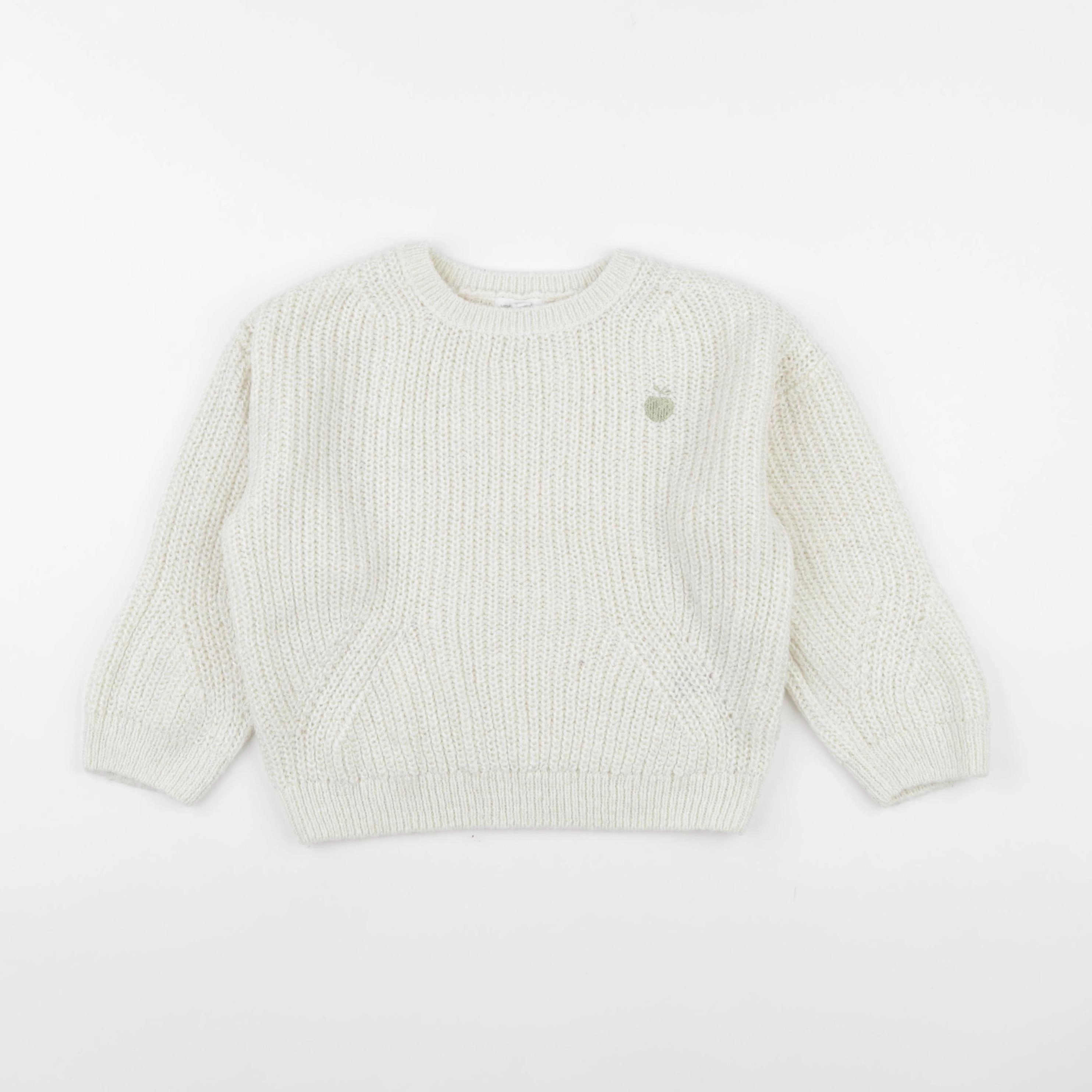 Vertbaudet - pull blanc, or - 6 ans