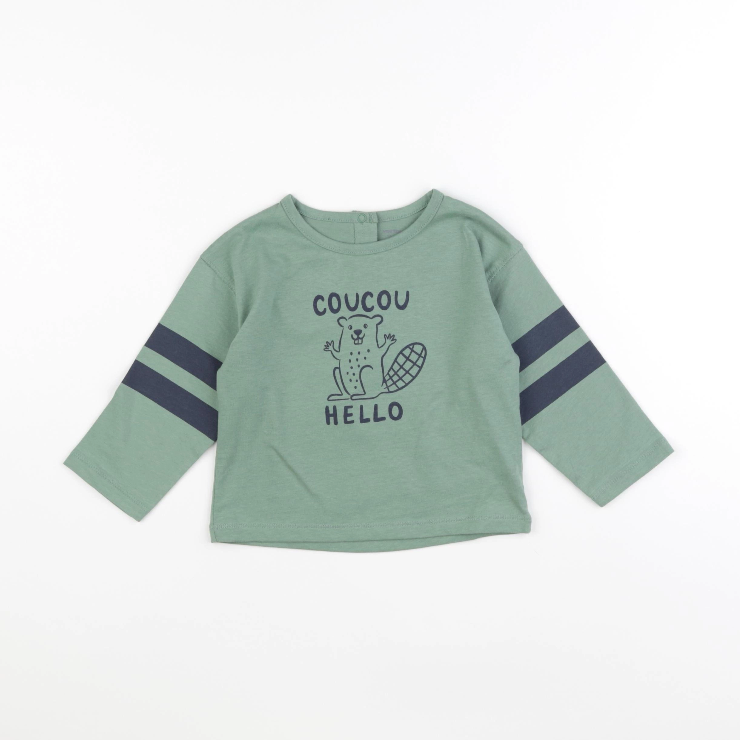 Vertbaudet - tee-shirt vert - 12 mois