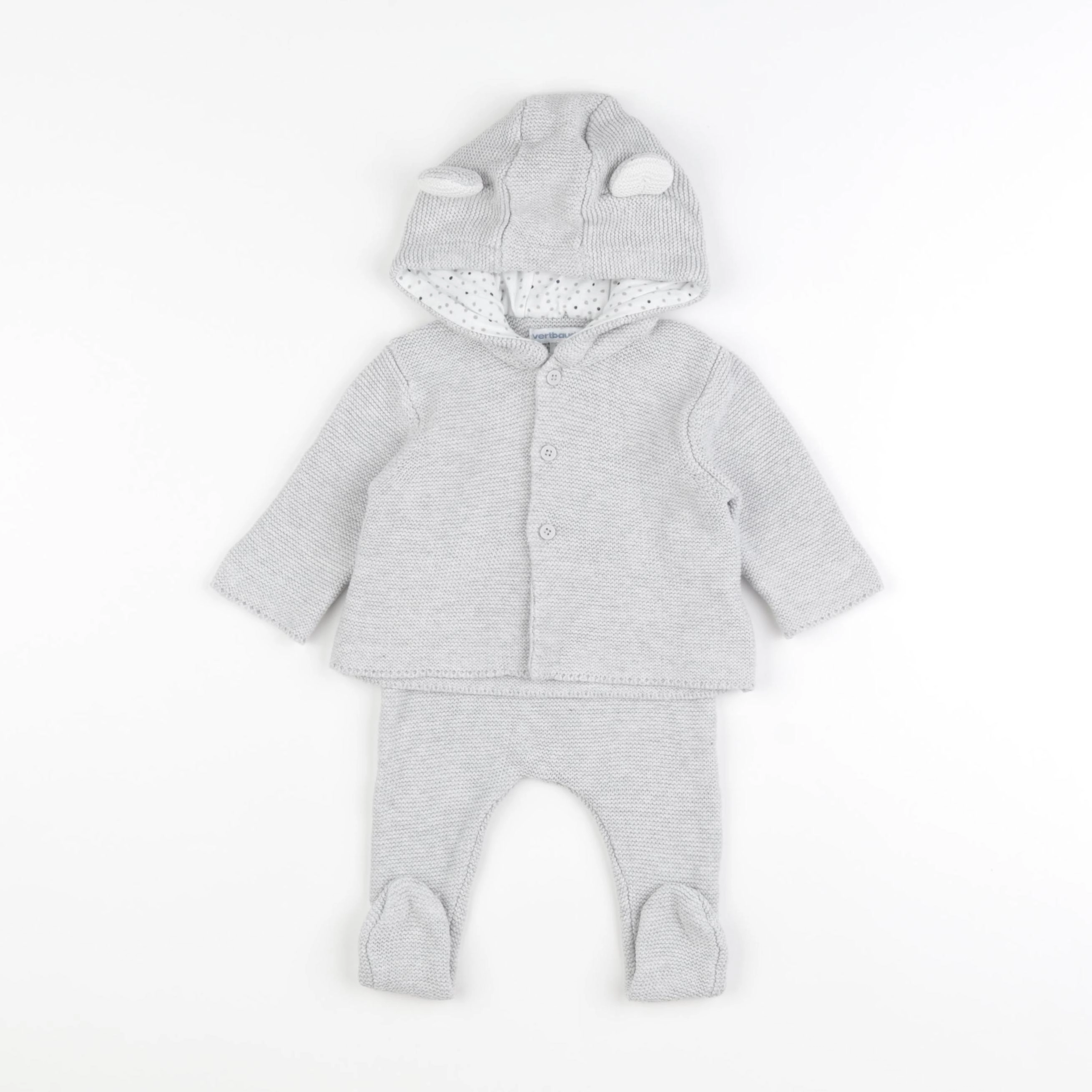 Vertbaudet - ensemble gris - 3 mois
