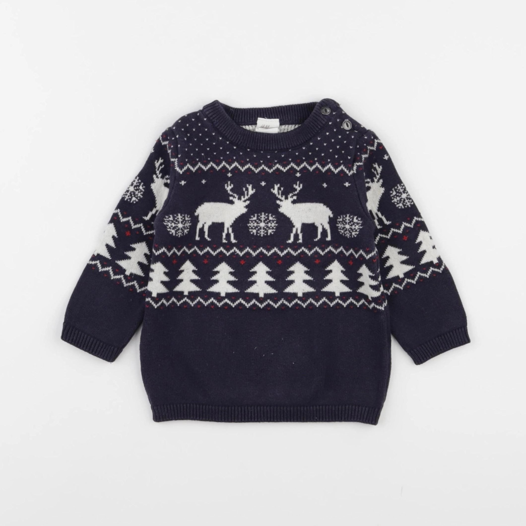 H&M - pull bleu, blanc - 4/6 mois