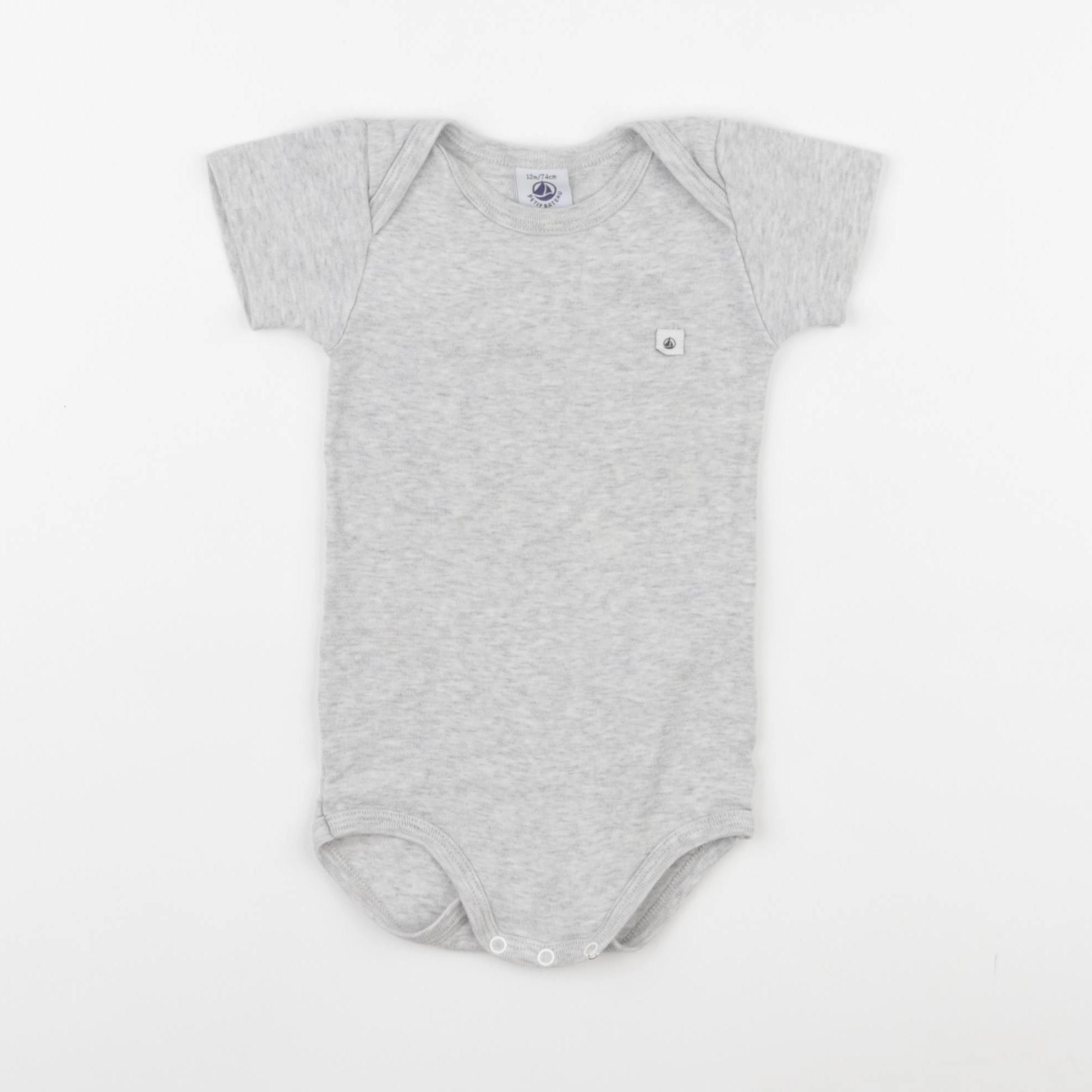 Petit Bateau - body gris - 12 mois