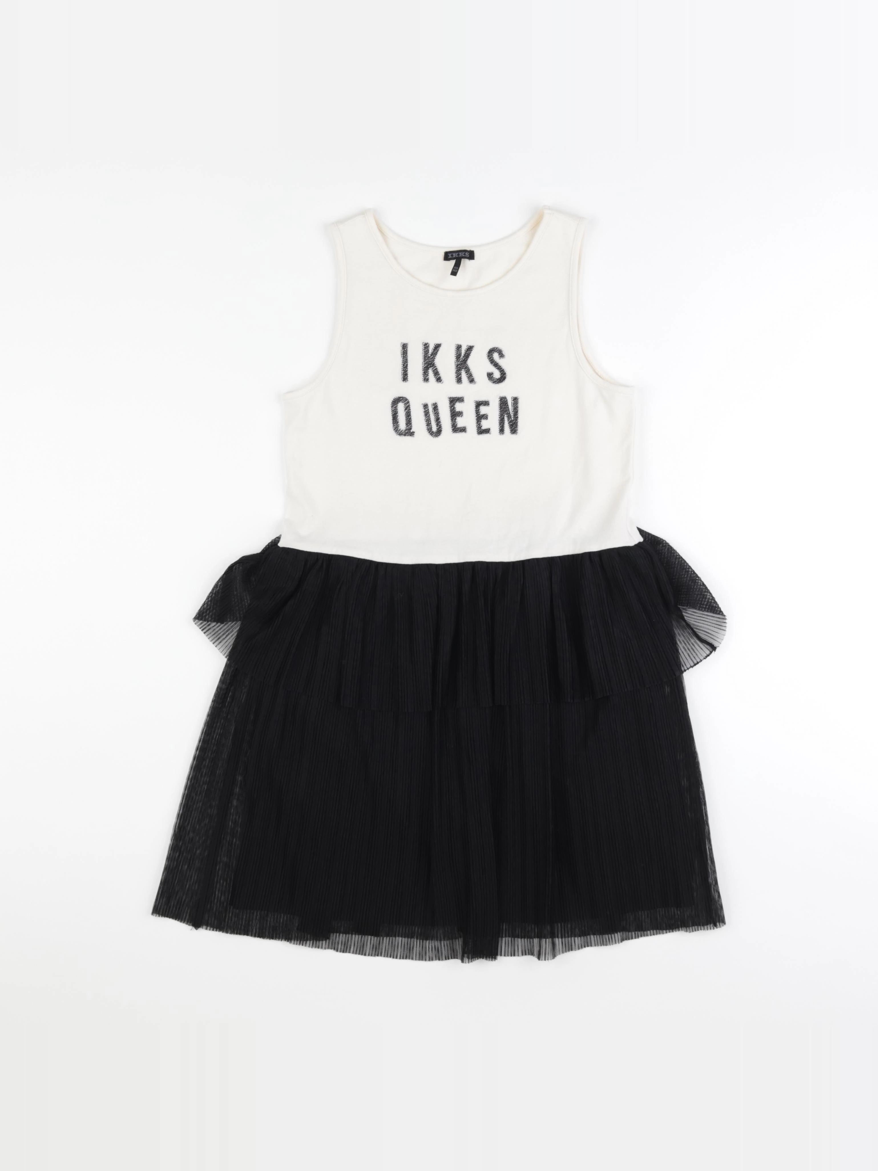 IKKS - robe beige, noir - 10 ans