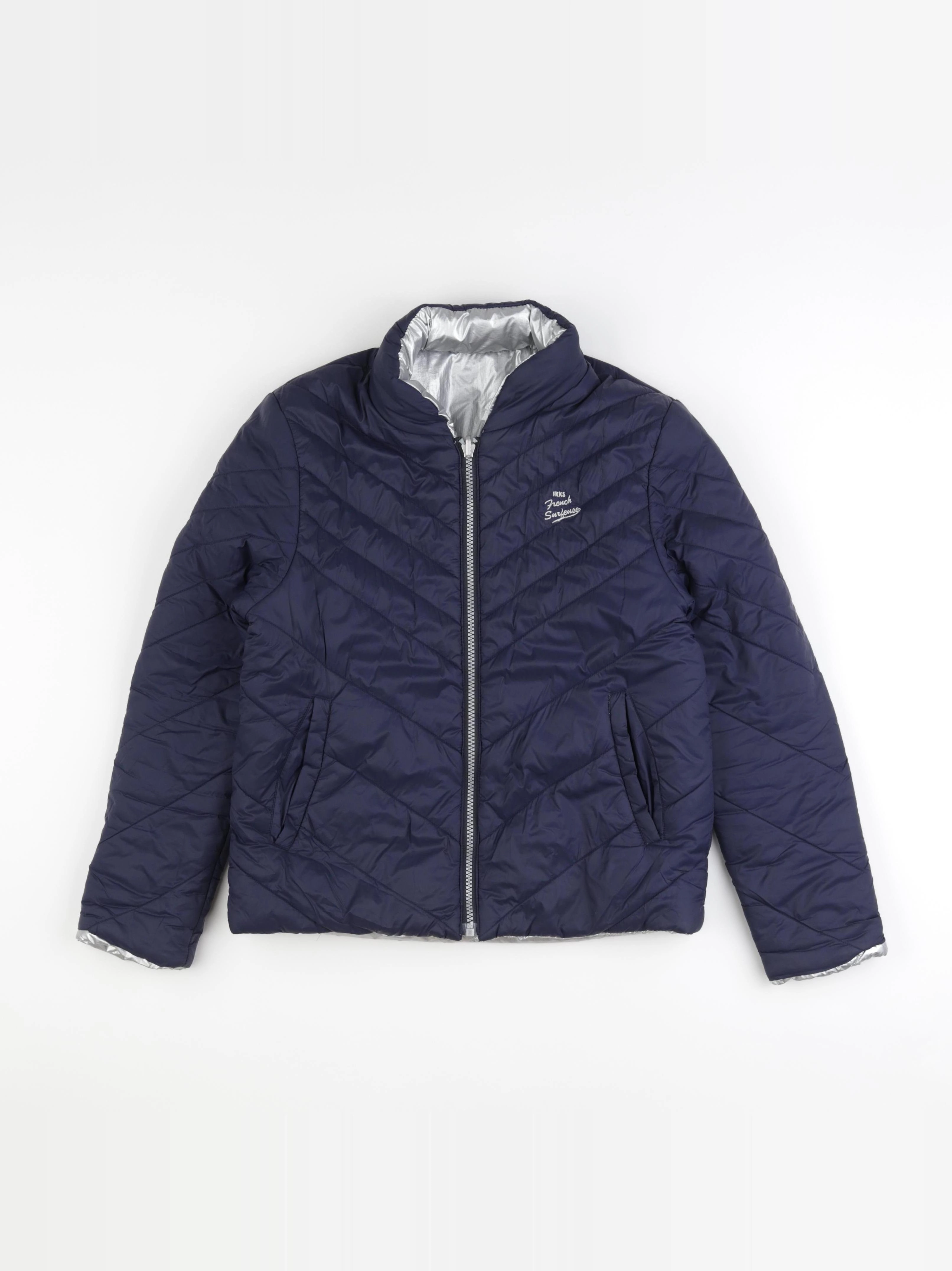 IKKS - doudoune réversible bleu, argent - 12 ans