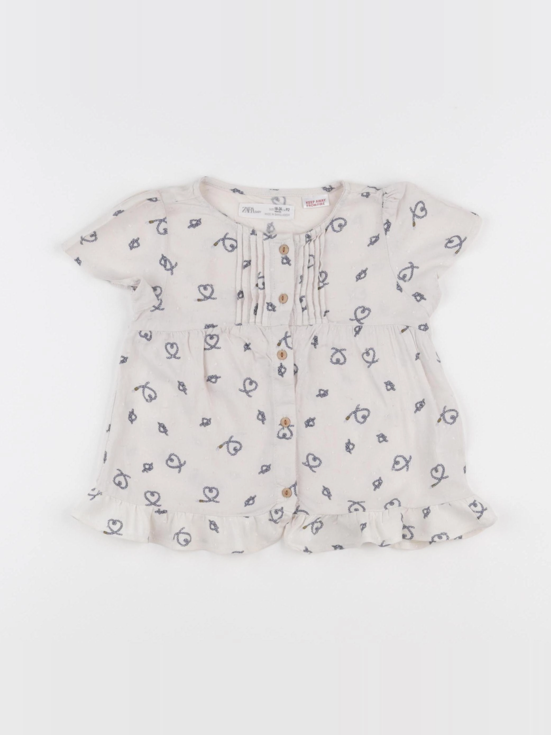 Zara - blouse bleu, blanc - 18/24 mois