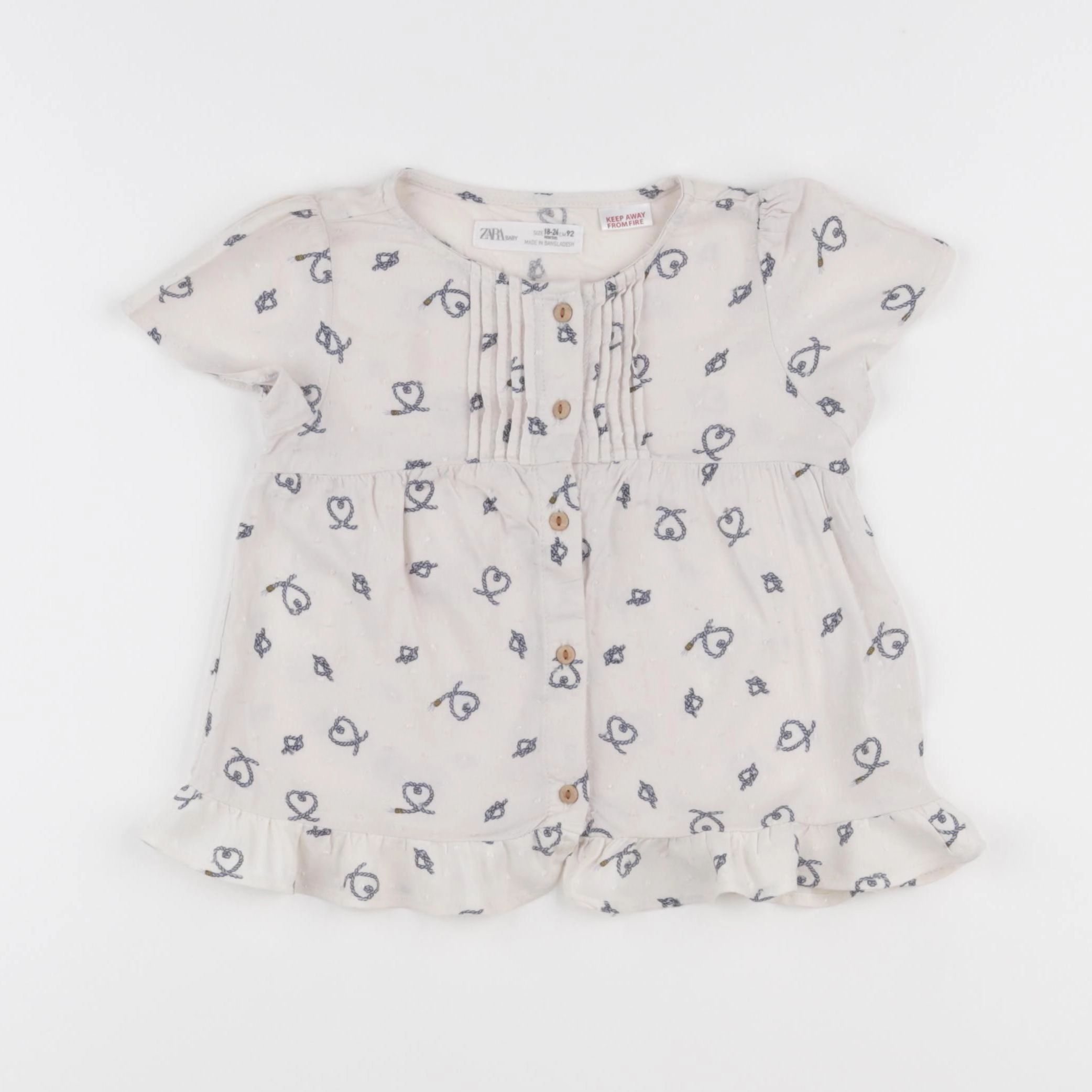 Zara - blouse bleu, blanc - 18/24 mois