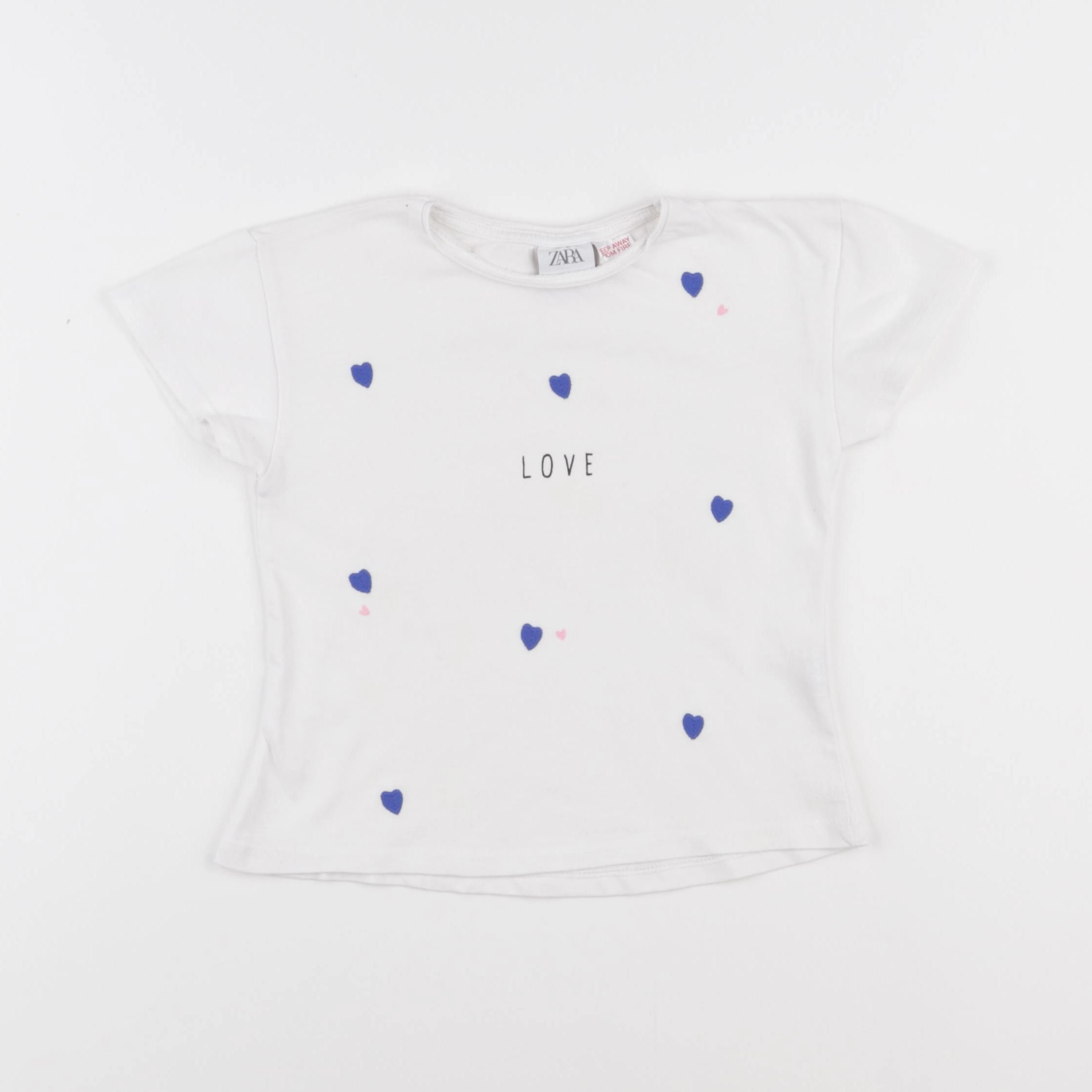 Zara - tee-shirt blanc, bleu - 2/3 ans
