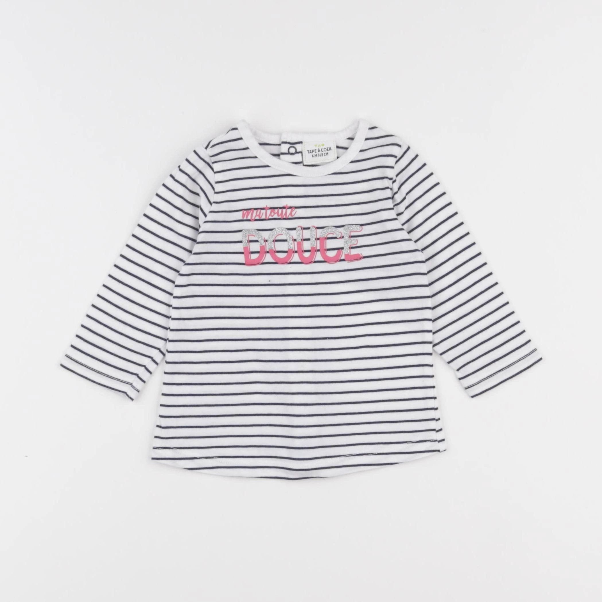 Tape à l'oeil - tee-shirt blanc, bleu - 6 mois