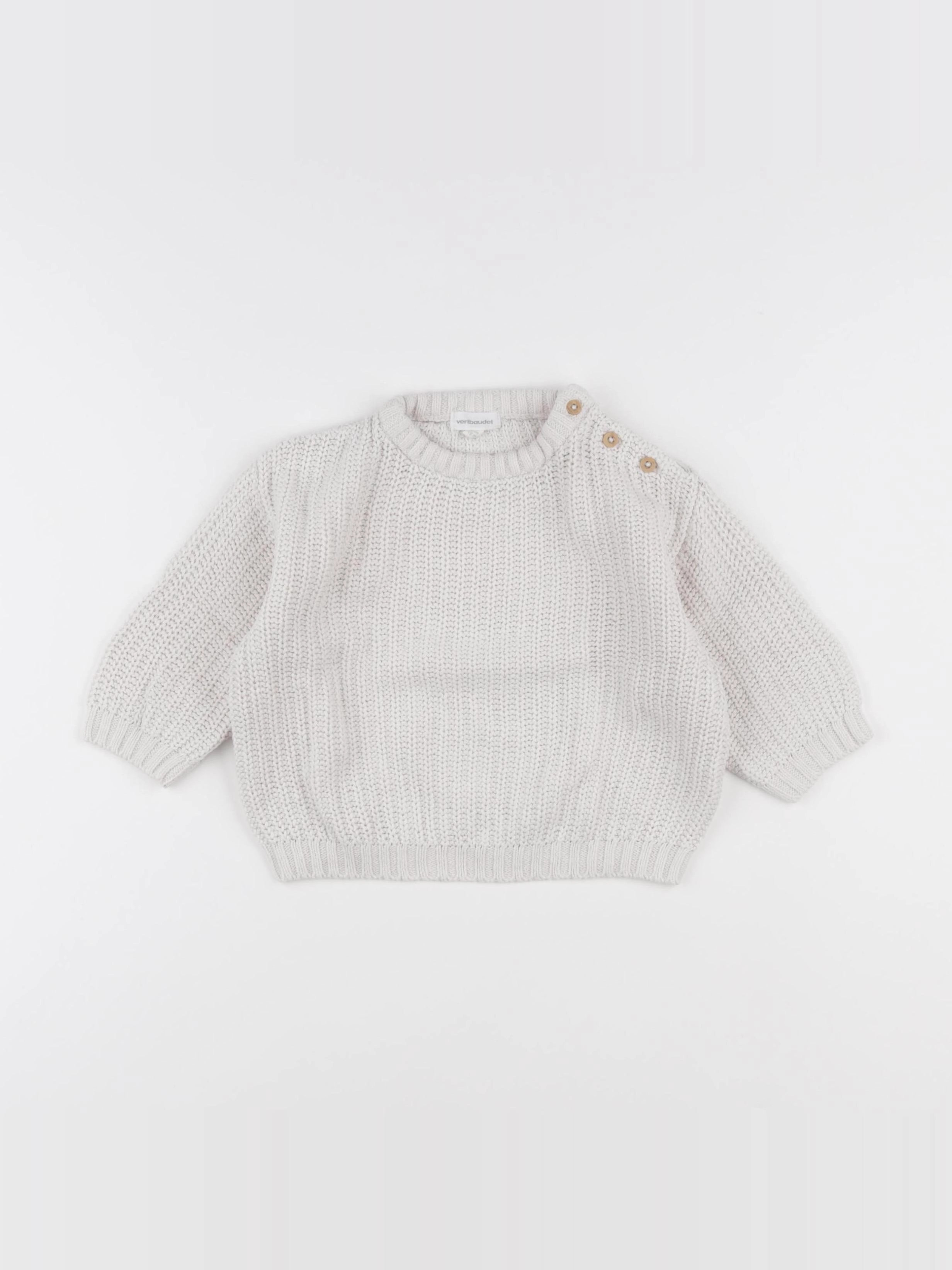 Vertbaudet - pull blanc - 12 mois