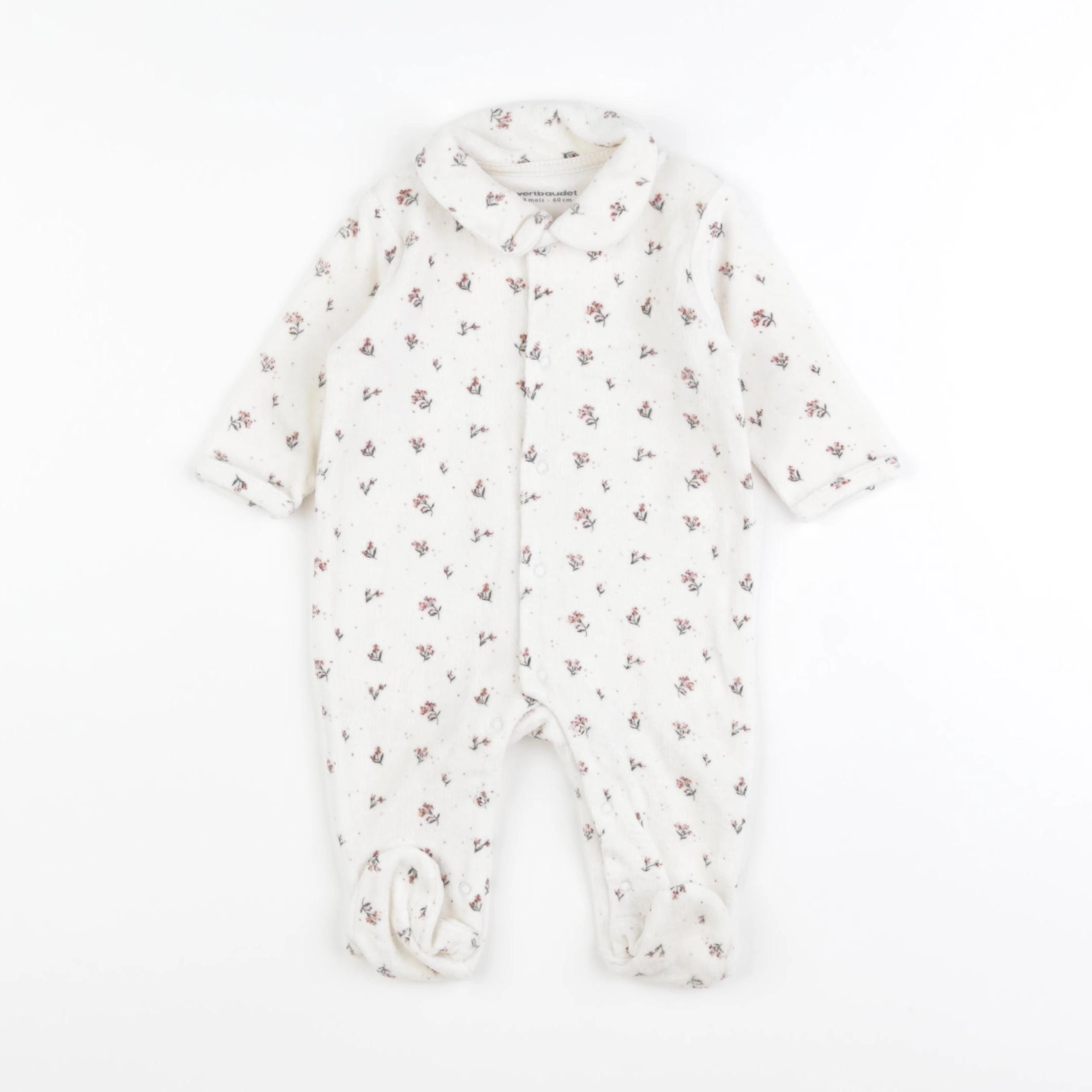 Vertbaudet - pyjama velours blanc - 3 mois
