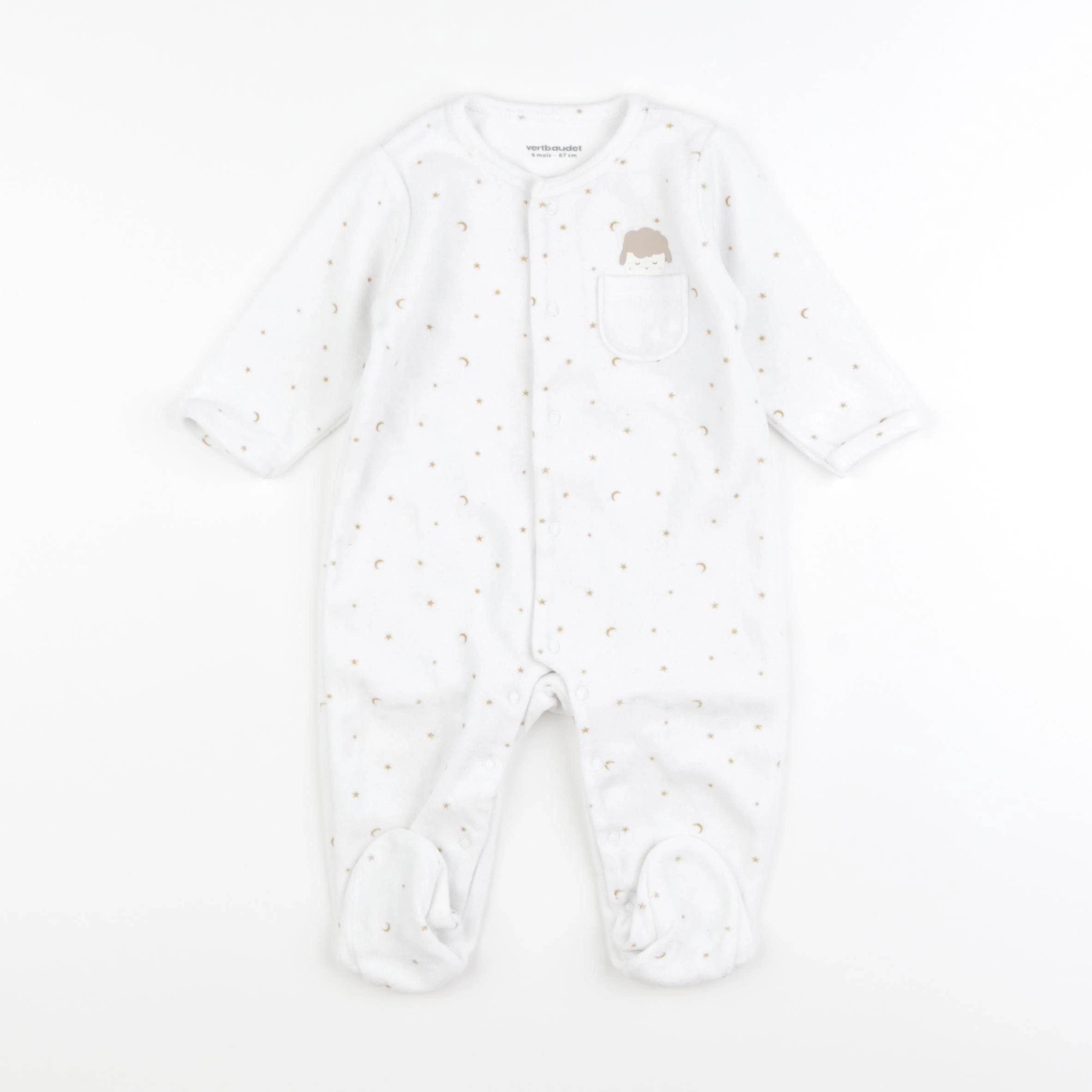 Vertbaudet - pyjama velours blanc - 6 mois