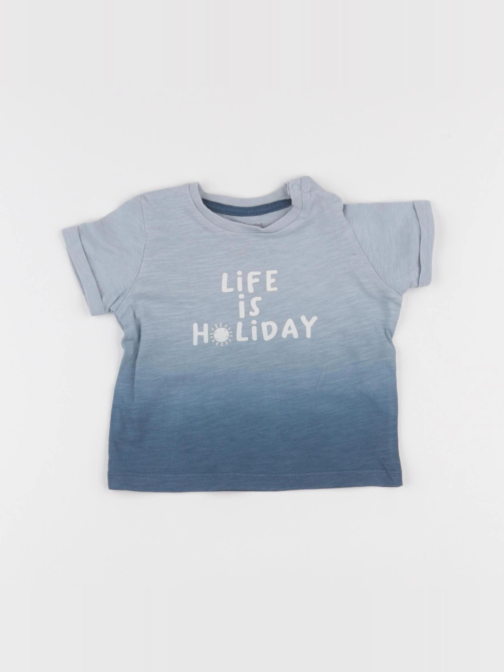 Vertbaudet - tee-shirt bleu - 6 mois