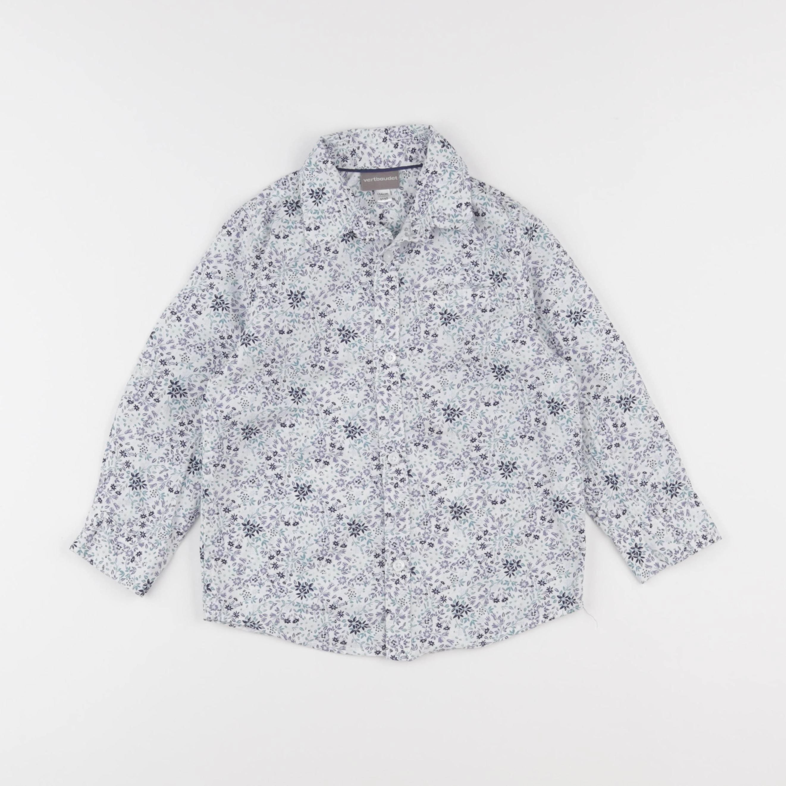 Vertbaudet - chemise blanc, bleu - 4 ans