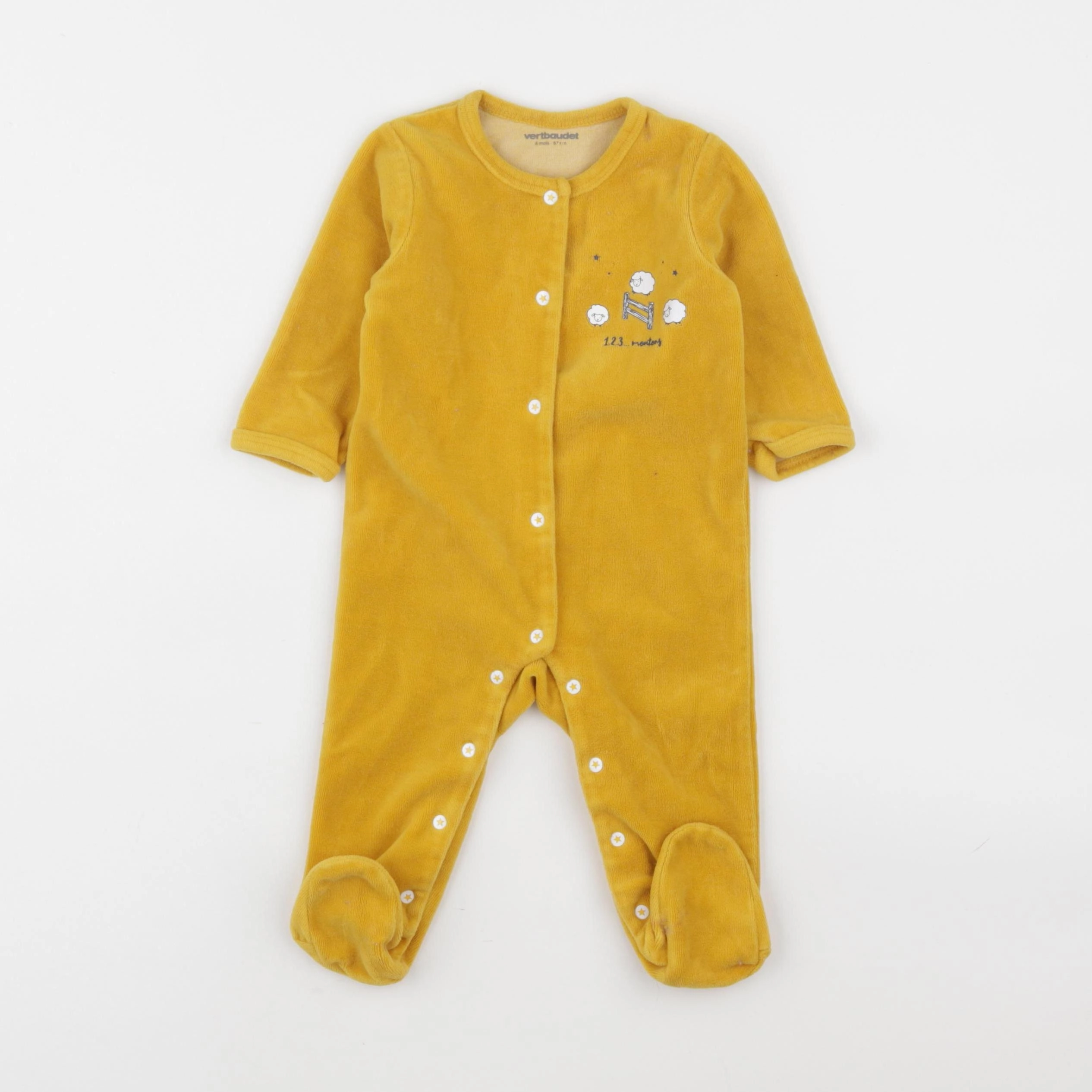 Vertbaudet - pyjama velours jaune - 6 mois