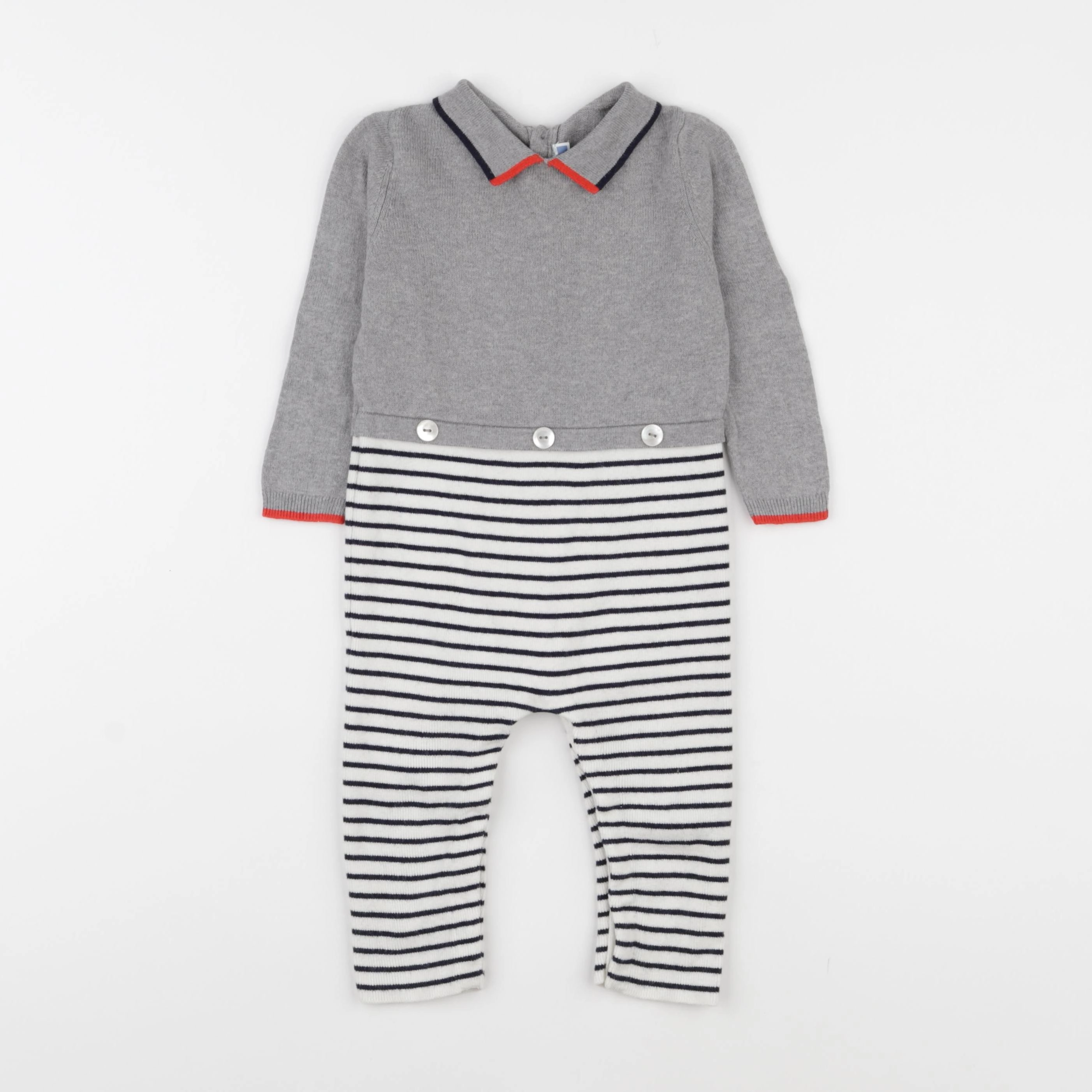 Jacadi - combinaison gris, blanc - 12 mois