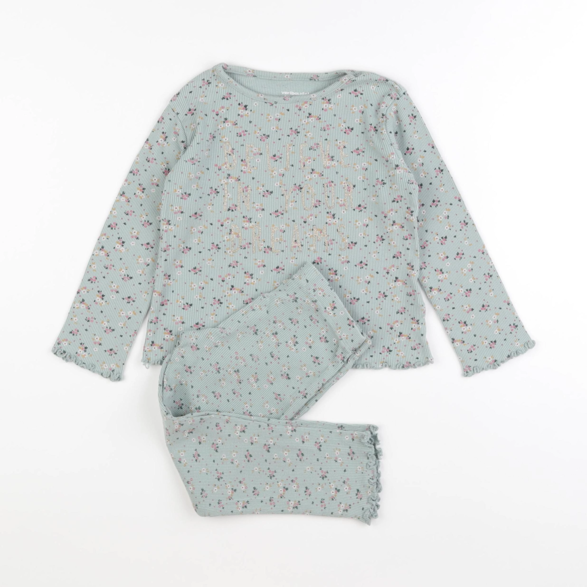 Vertbaudet - pyjama coton vert - 4 ans