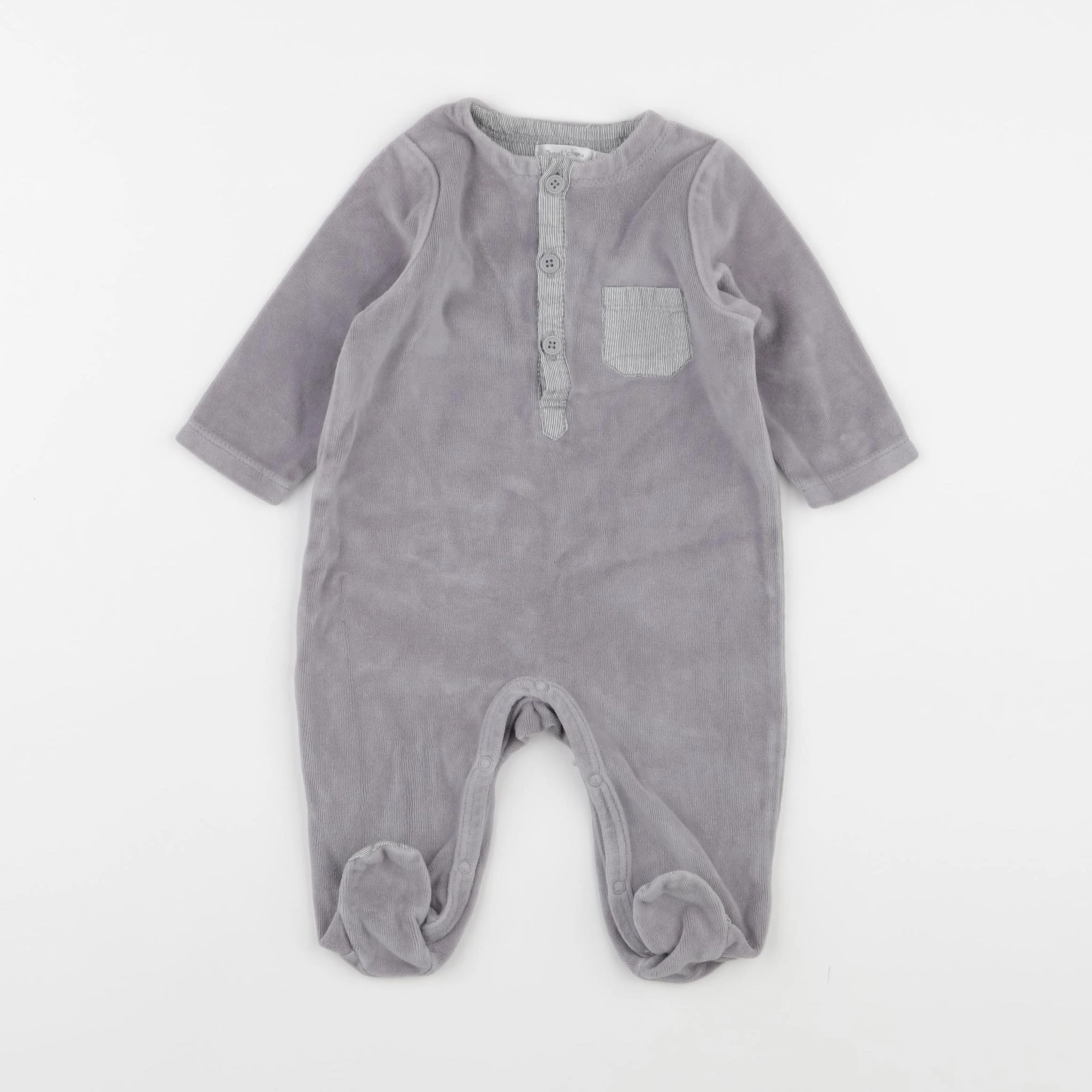 Boutchou - pyjama velours gris - 3 mois